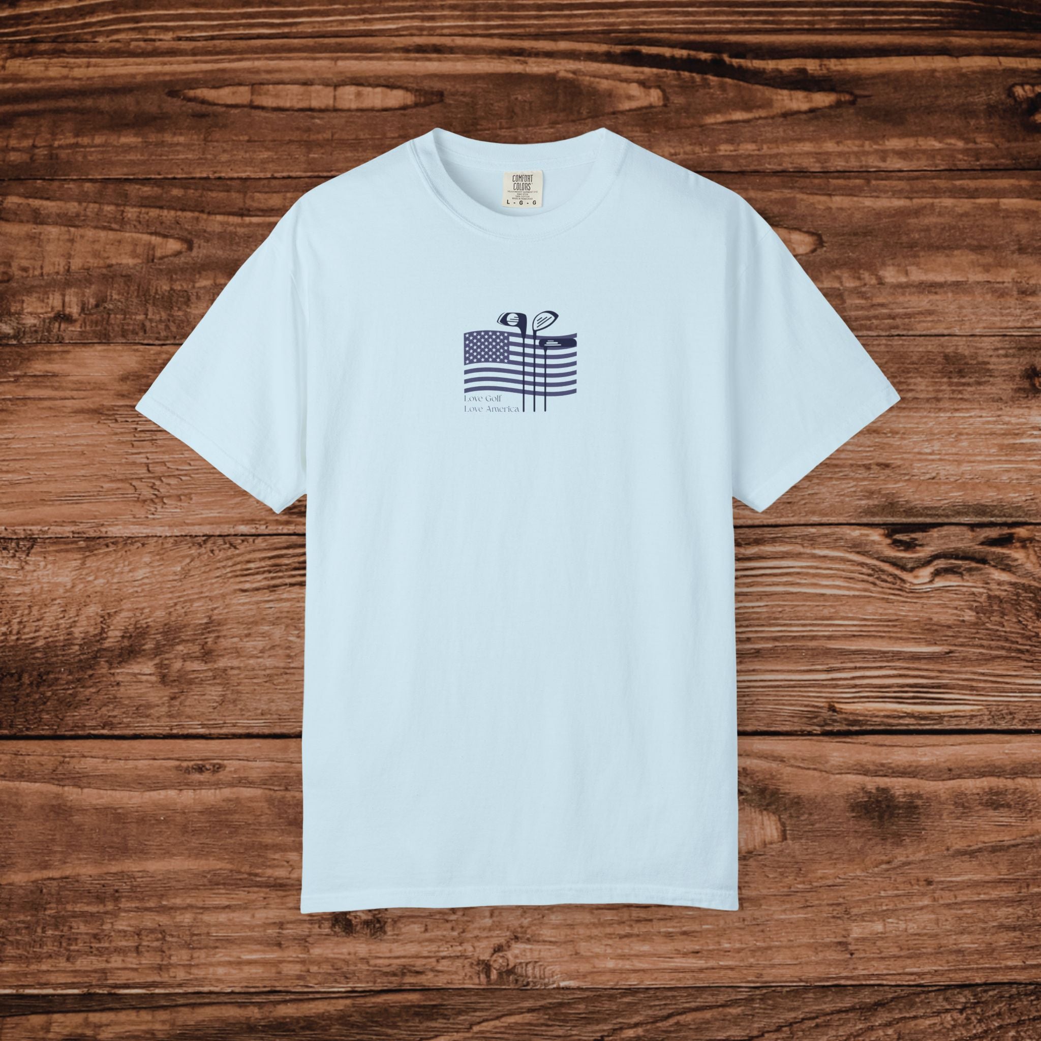 Love Golf Love America Shirt, Patriotic Golf T-Shirt, American Flag Golf Tee, Comfort Colors Minimalist Golfing Gift, Mens USA Golf Apparel