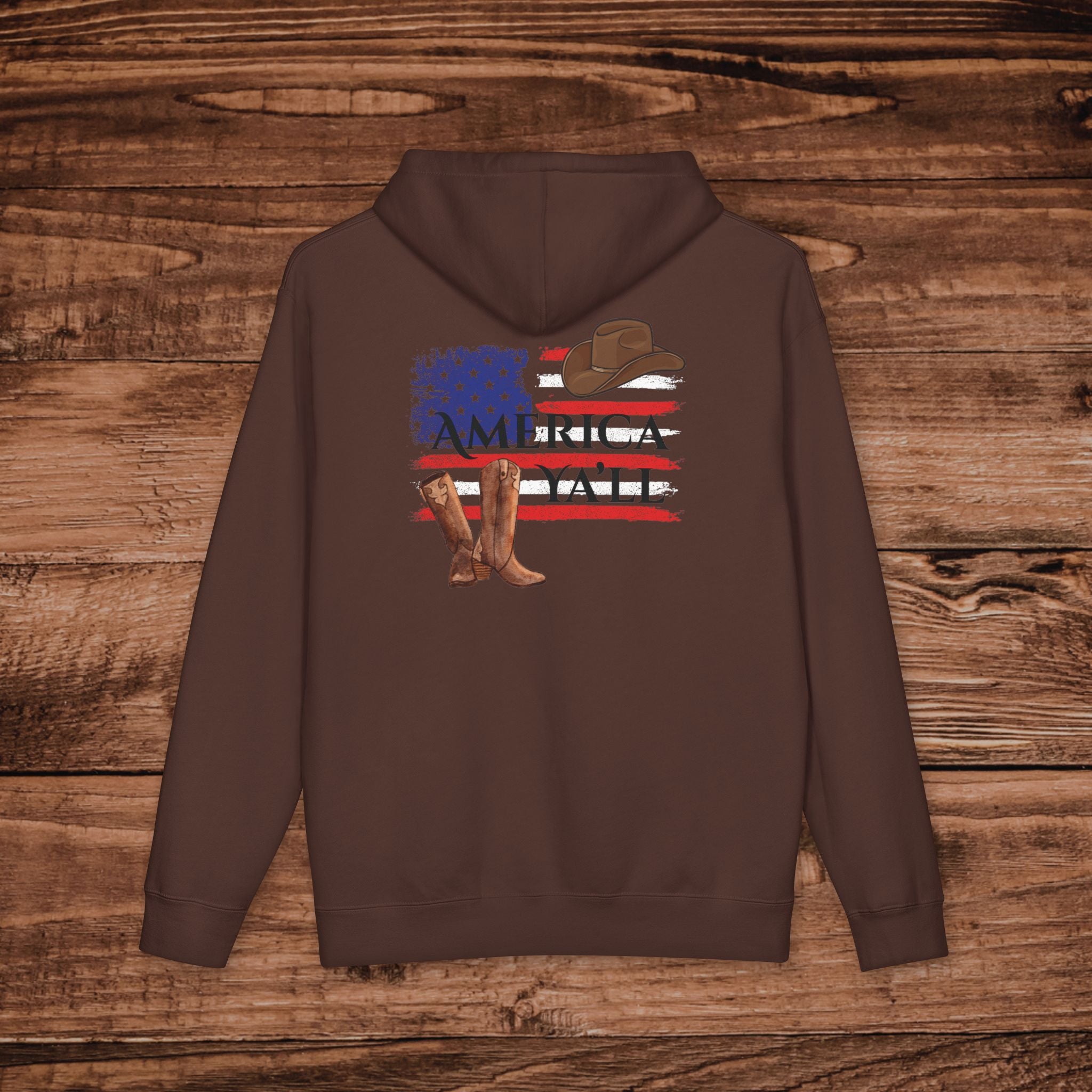 Western America Y'all Hoodie, Patriotic Cowboy Boots Graphic, Oversized Country Music Sweatshirt, Coastal Cowgirl Gift, Americana