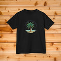 Palm Tree Beach Illustration Kids Tee | Youth Island Vacation Tropical Design