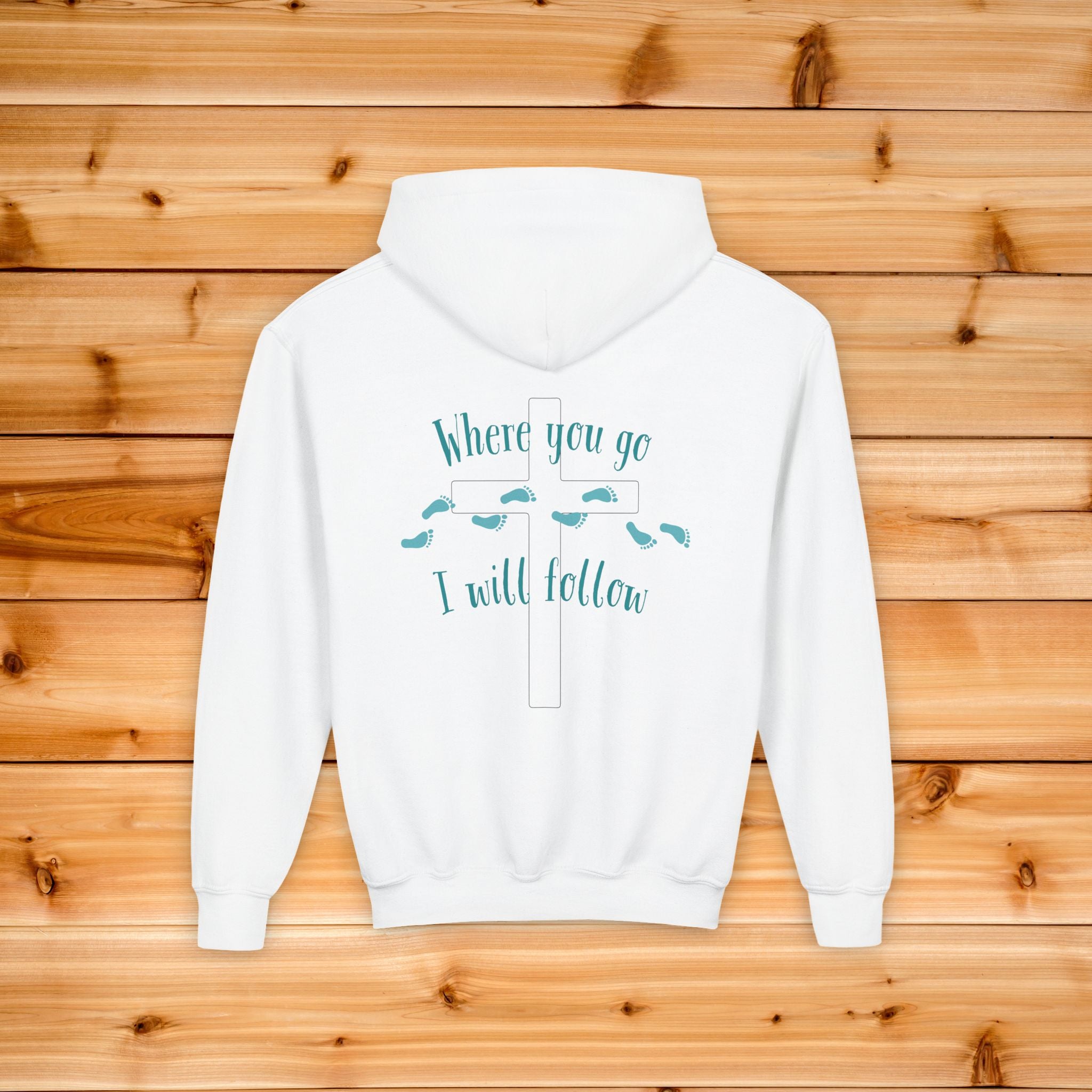 Kids Where You Go I Will Follow Hoodie, Dual Graphic Youth Sweatshirt, Aesthetic Chrisitan Hoodie, Kids Jesus Hoodie, Sunday School Hoodie