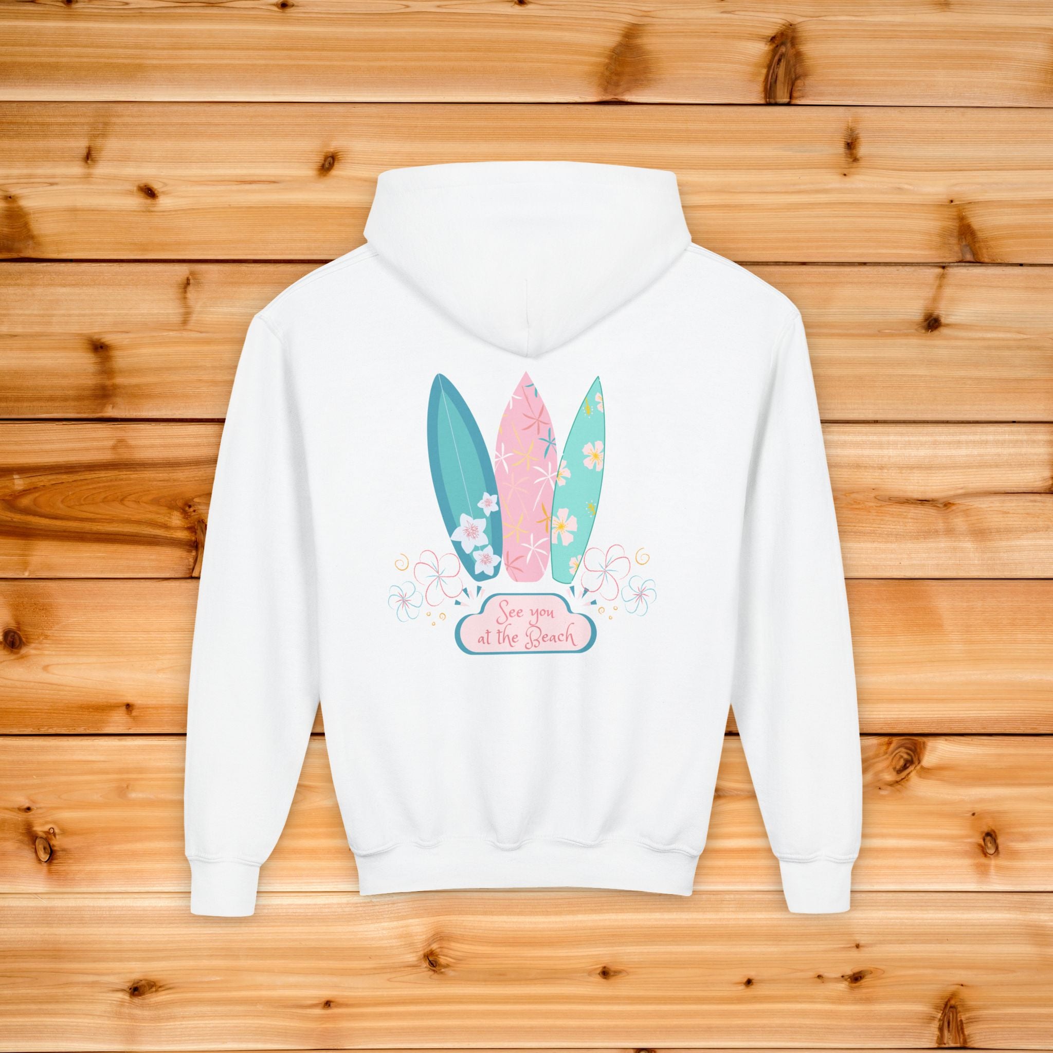 Surfboards Floral Design Youth Hoodie | Summer Beach Vibes