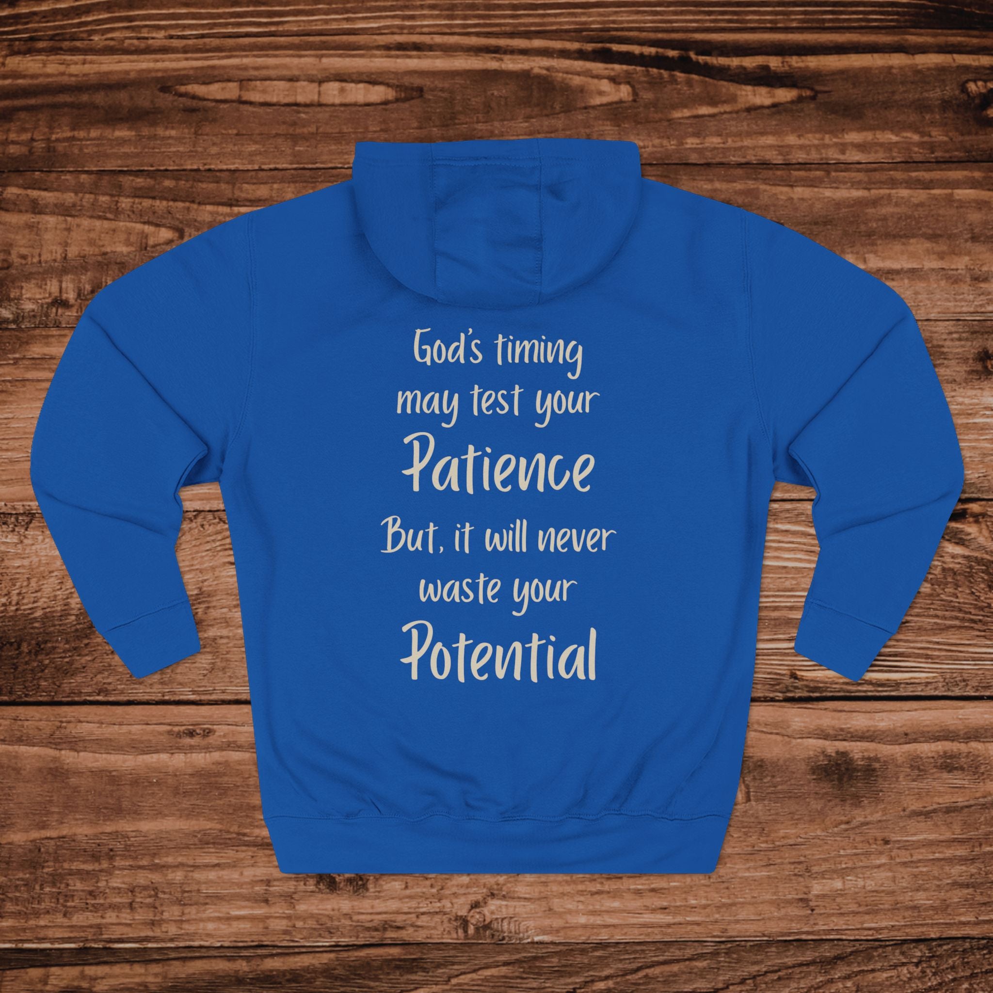 Gods Timing May Test Your Patience Hoodie, Christian Aesthetic Sweatshirt, Inspirational Scripture, Trusting God Gift, Minimalist Faith