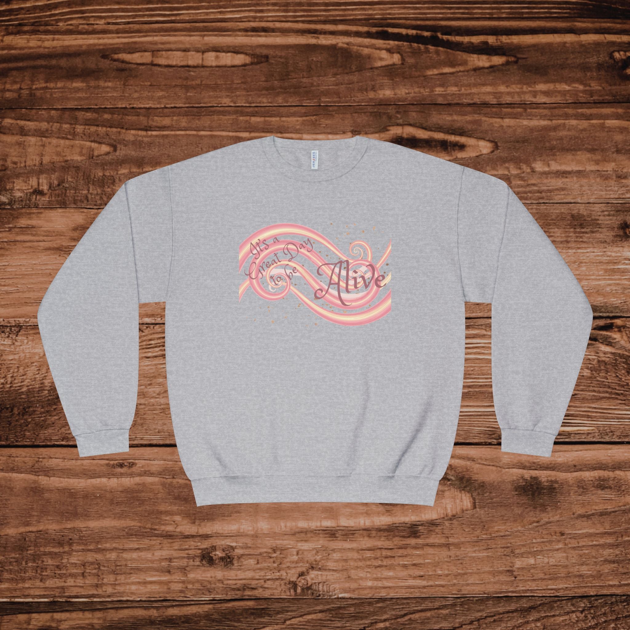 Great Day Crewneck Sweatshirt | retro pink swirl design