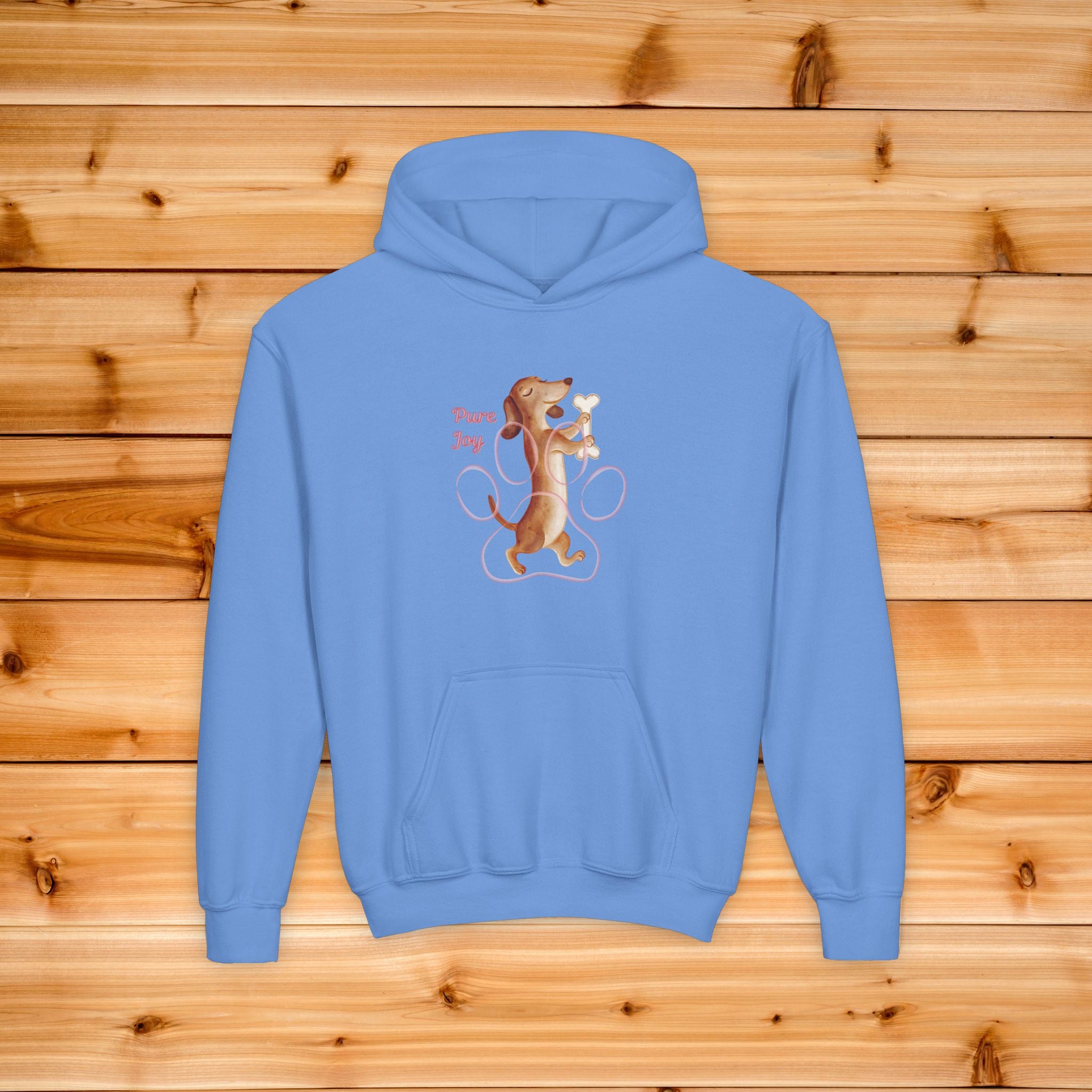 Kids Dog Hoodie | Dachshund "Pure Joy" Print, Cozy Fleece Sweatshirt