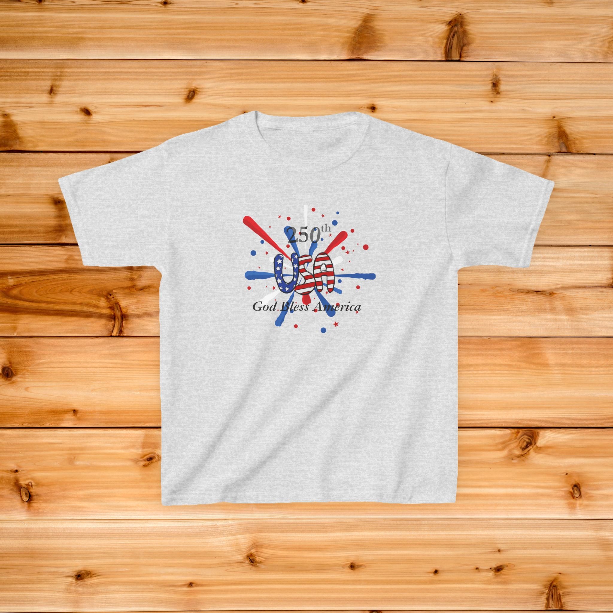 Kids 250th USA tshirt | 4th of July patriotic graphic