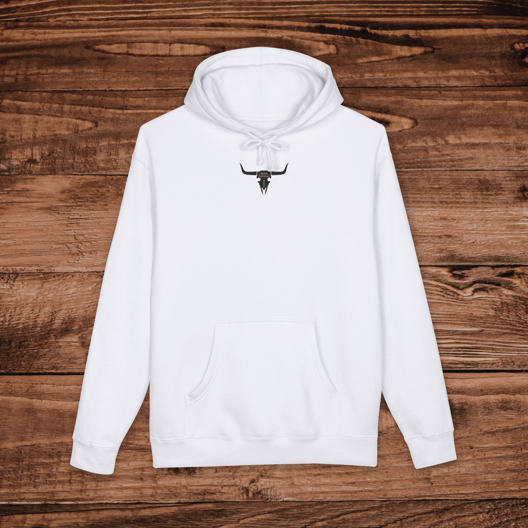 Embroidered Longhorn Skull Hoodie, Gods Country Western Sweatshirt, Texas Cattle Chest Print, Country Music Gift, Minimalist Boho Pullover