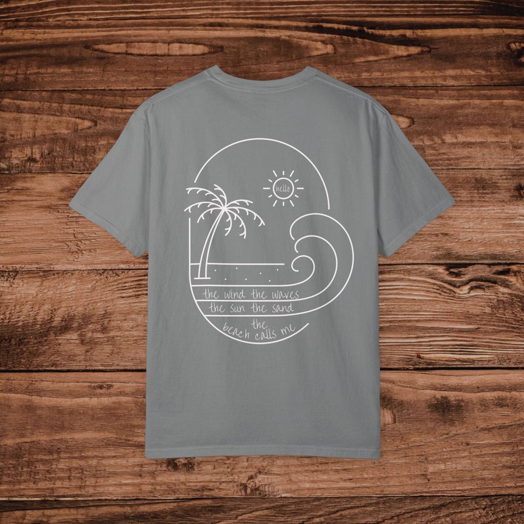 Summer Graphic Tee, The Wind The Waves The Sun The Sand T-Shirt, Minimal Aesthetic line art Beach Shirt, Oversized Coastal Beachwear