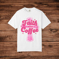 Faith and Coffee T-Shirt | Pink Cross Coffee Design