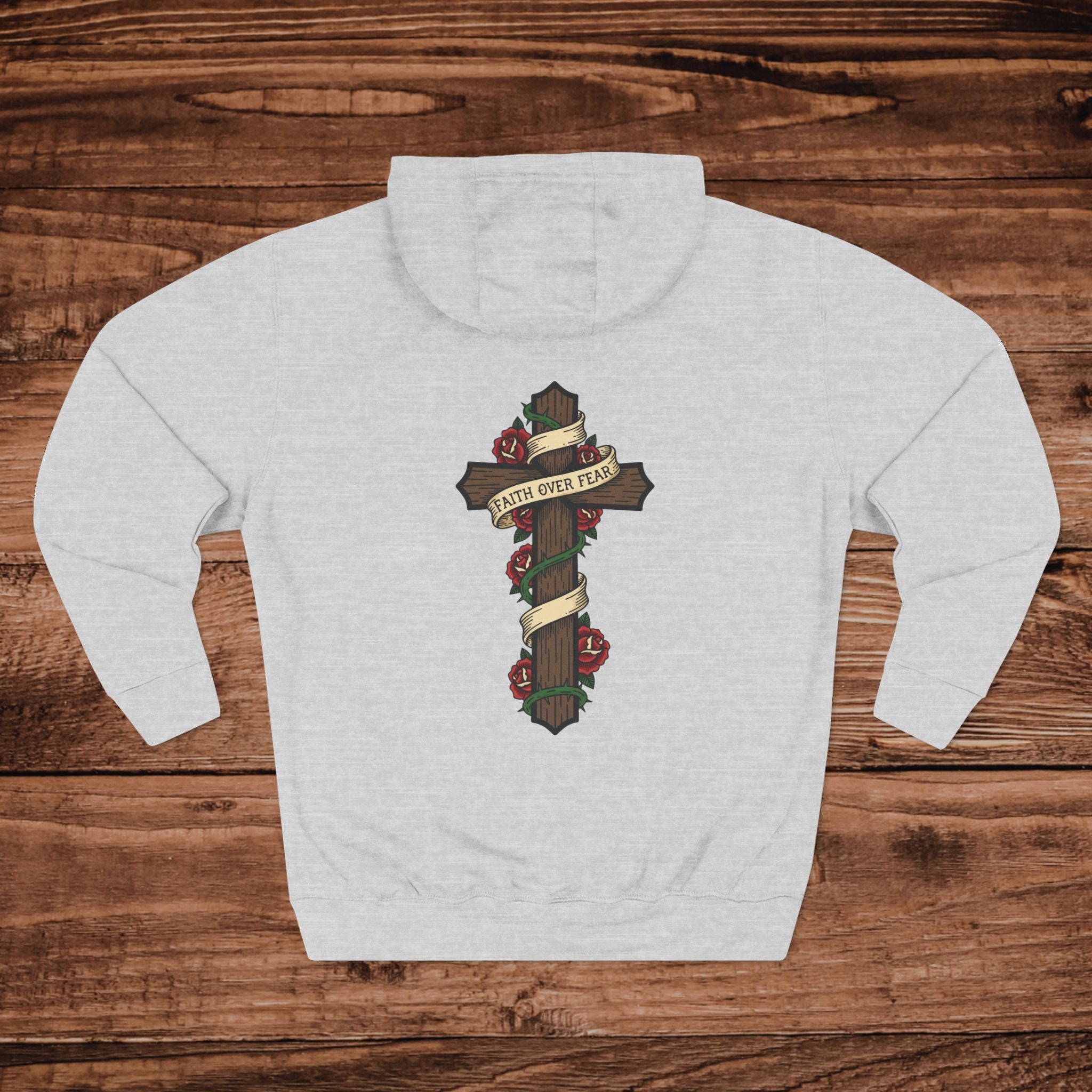 Rose and Cross hoodie | Religious Christian tattoo-style design