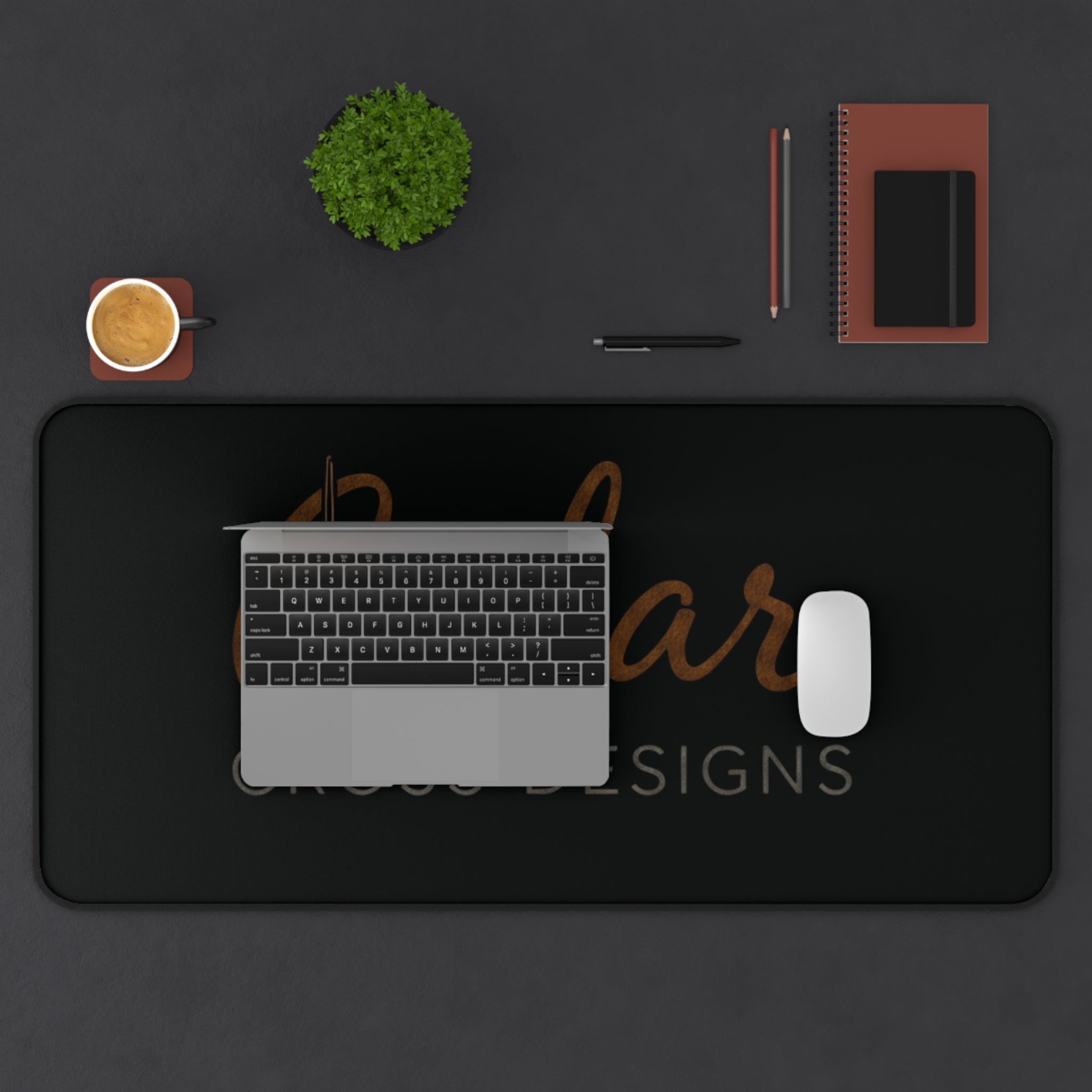 Cedar Cross Designs Desk Mat | Black Logo Mouse Pad