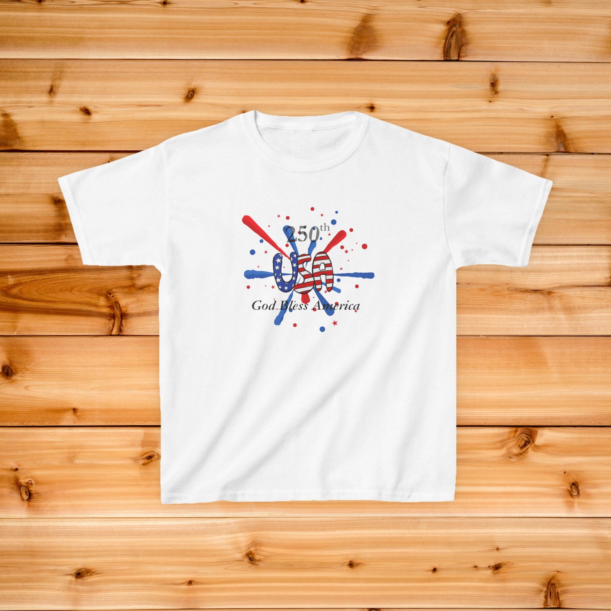 Kids 250th USA tshirt | 4th of July patriotic graphic