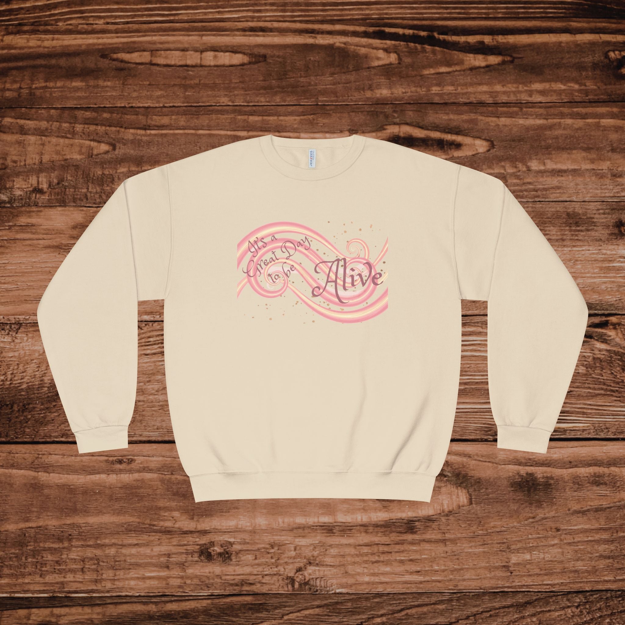 Great Day Crewneck Sweatshirt | retro pink swirl design