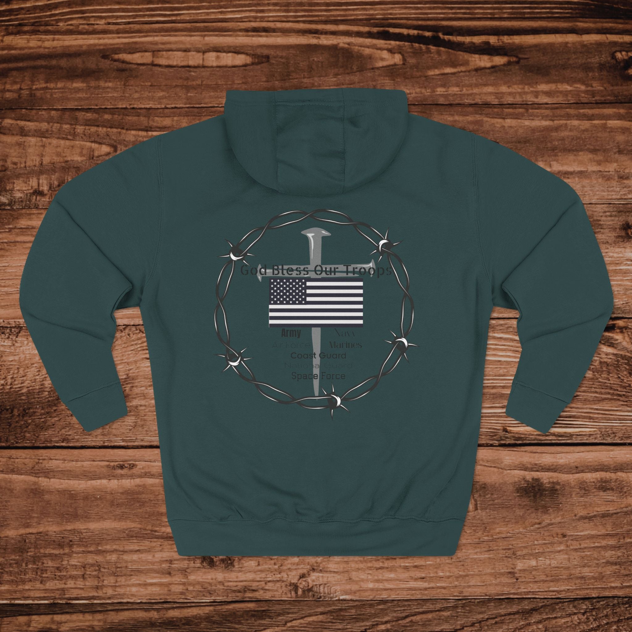 Military Support design Hoodie Dual Graphic Faith Based