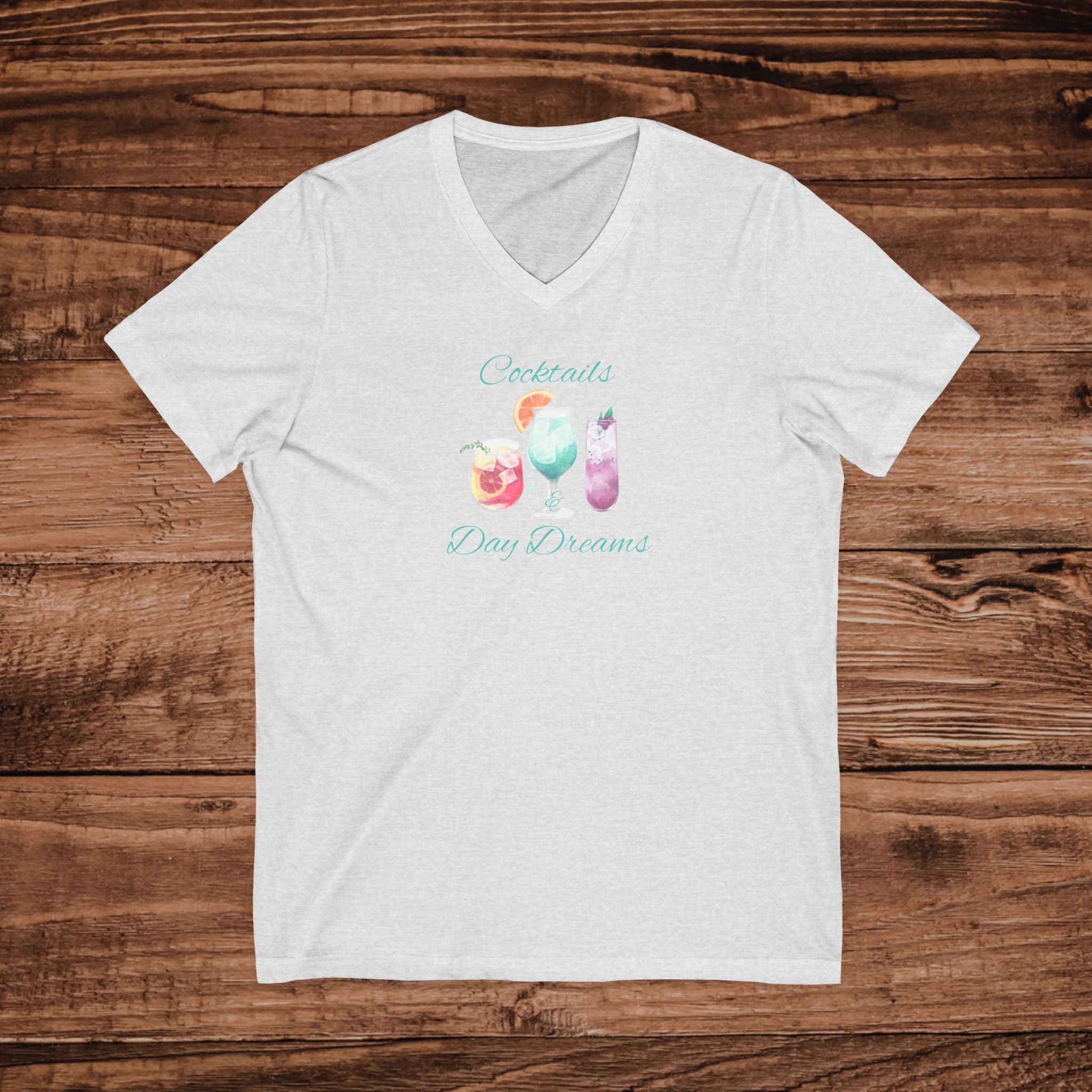 Womens Cocktails and Day Dreams V-Neck Tee | Tropical