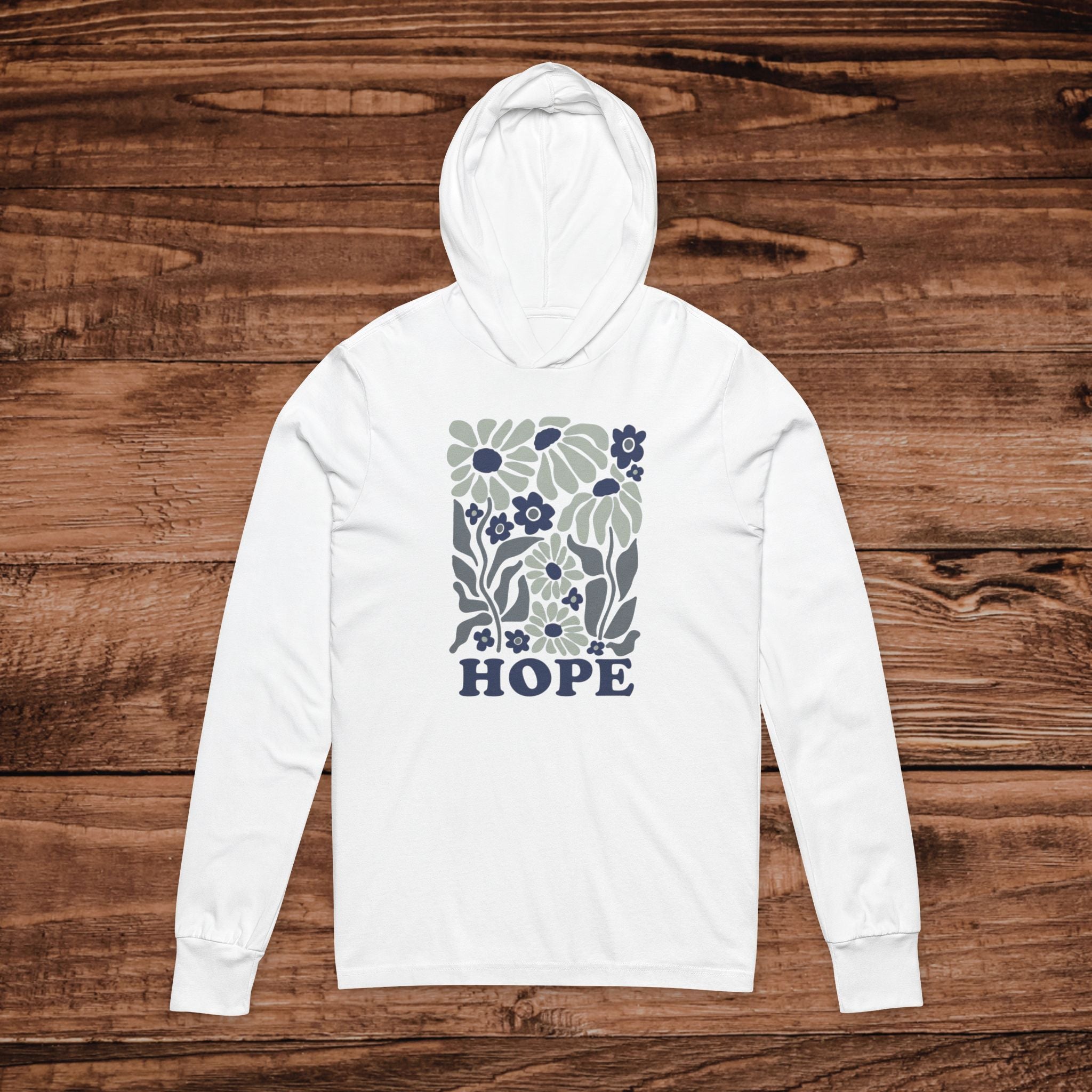 Floral Hope Graphic Hooded Tee | Floral typography, vintage flower design
