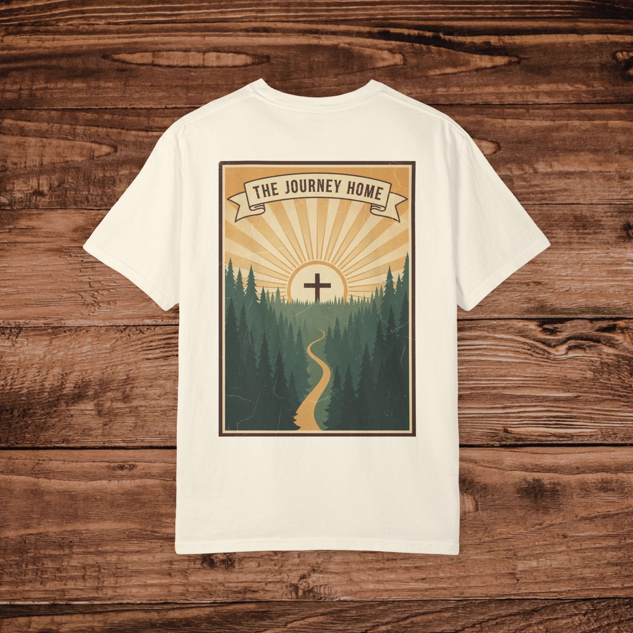 The Journey Home faith graphic tee T-Shirt | Inspirational Christian design