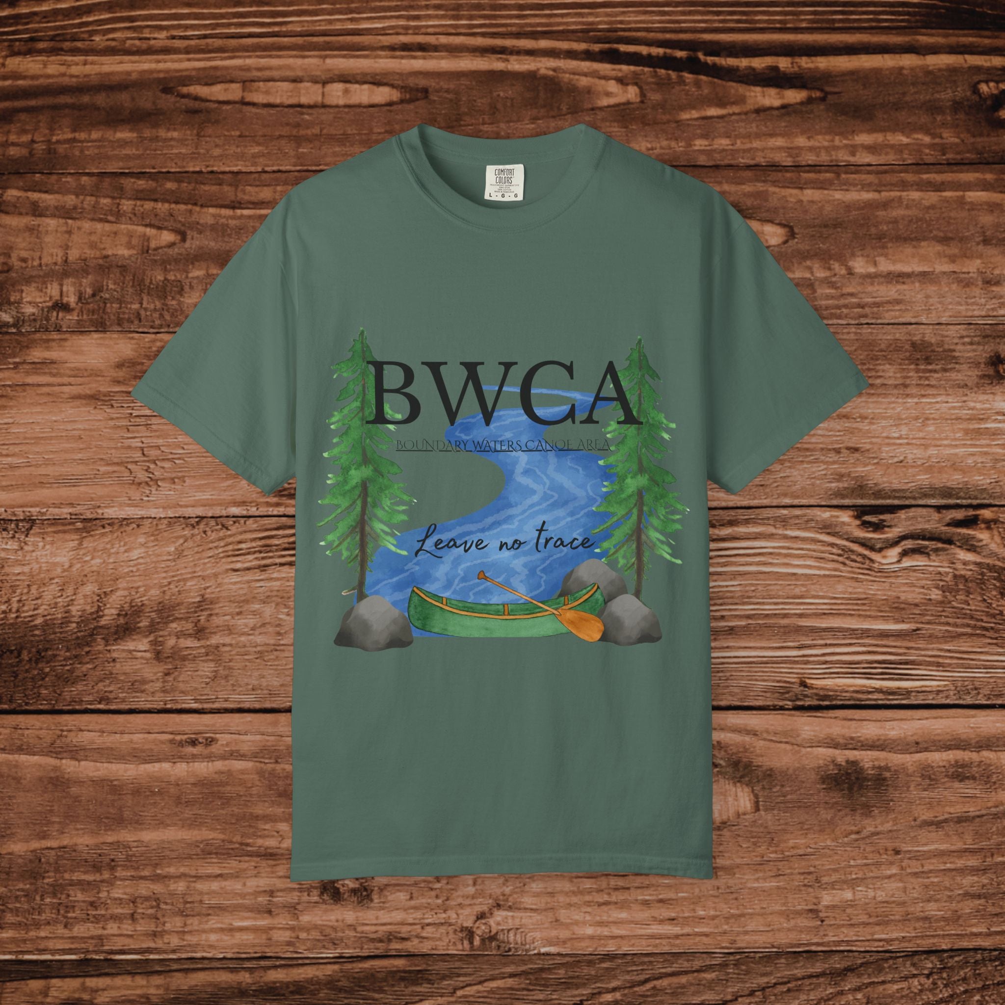 BWCA Canoe Lake Scene T-Shirt | Leave No Trace, Pine Trees