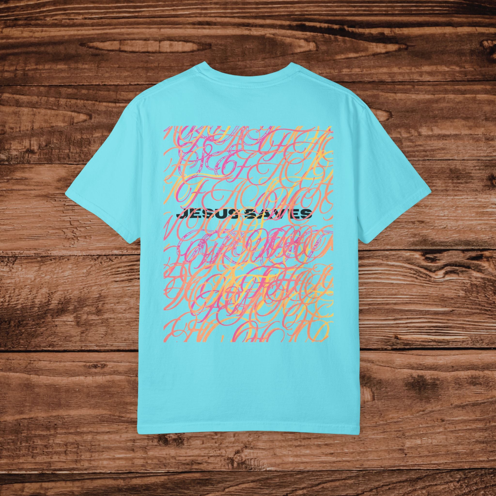 Jesus Saves Scribble Background T-shirt | Christian Tee