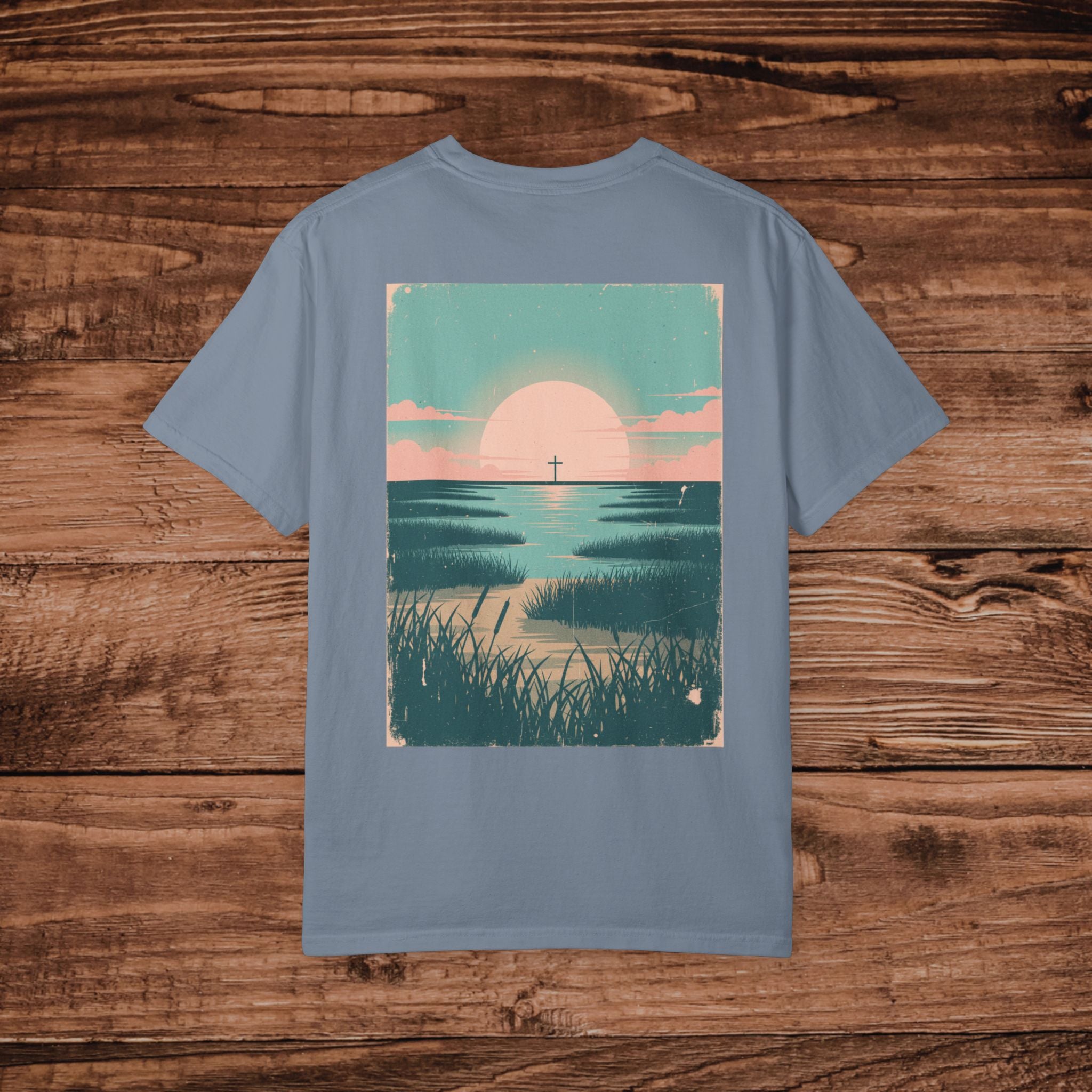 Coastal Sunset Cross T-shirt Beach Sunrise Landscape Tee