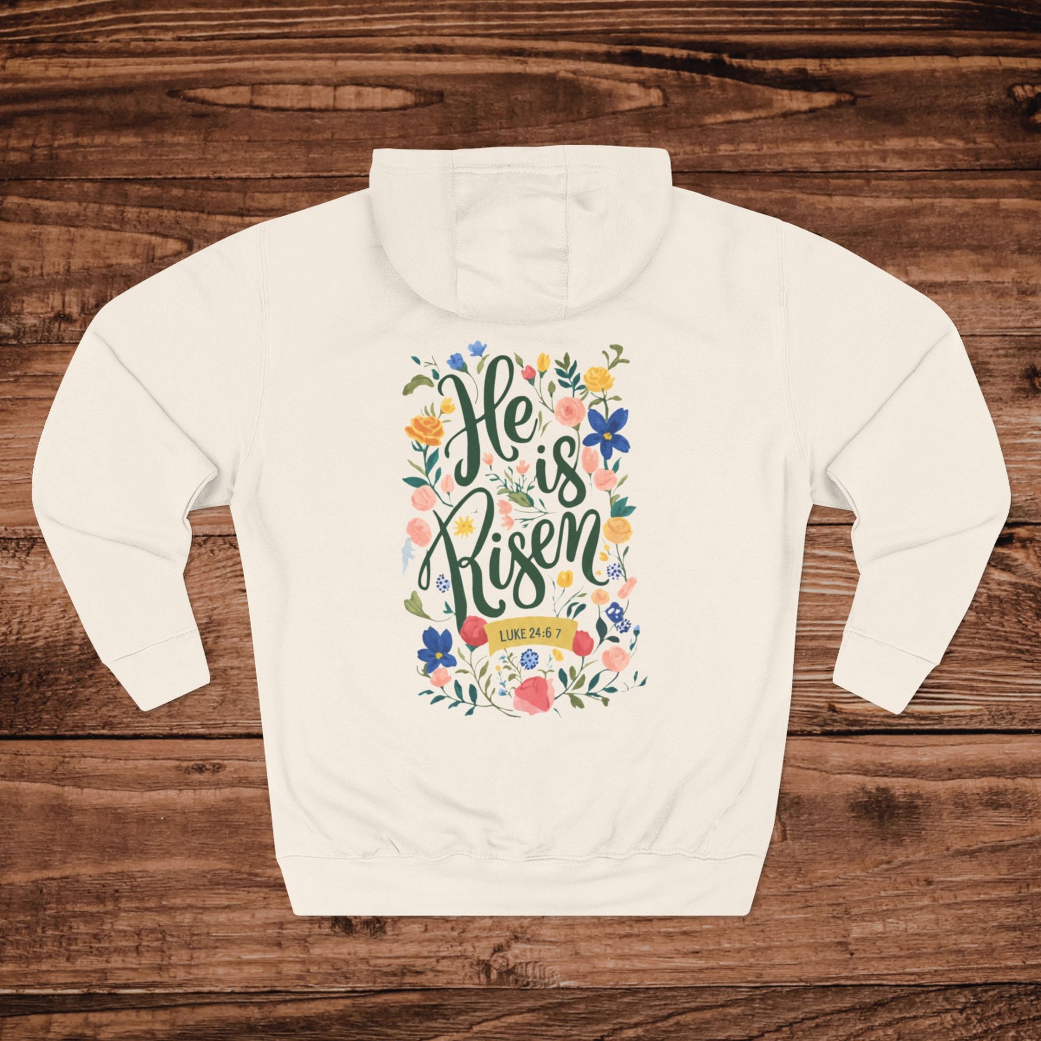 He Is Risen floral lettering Hoodie | Easter spring resurrection design