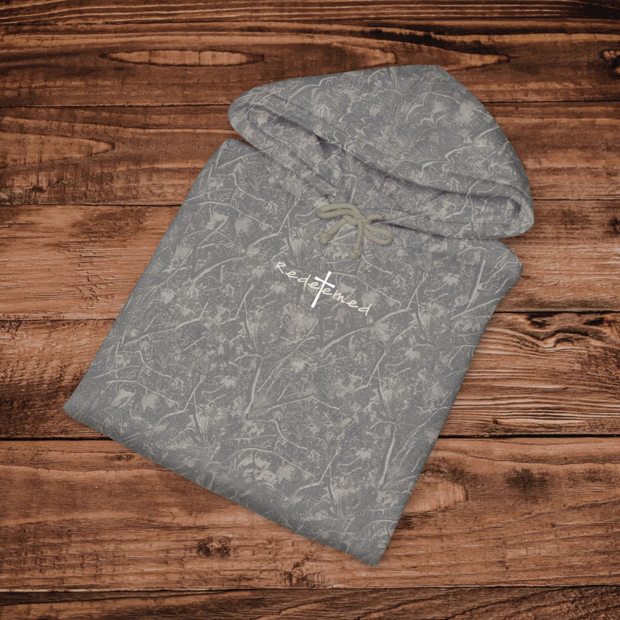 Embroidered Redeemed Camo Hoodie, Christian Jesus Sweatshirt, Premium Heavyweight Pullover, Aesthetic Camouflage Gospel Hoodie