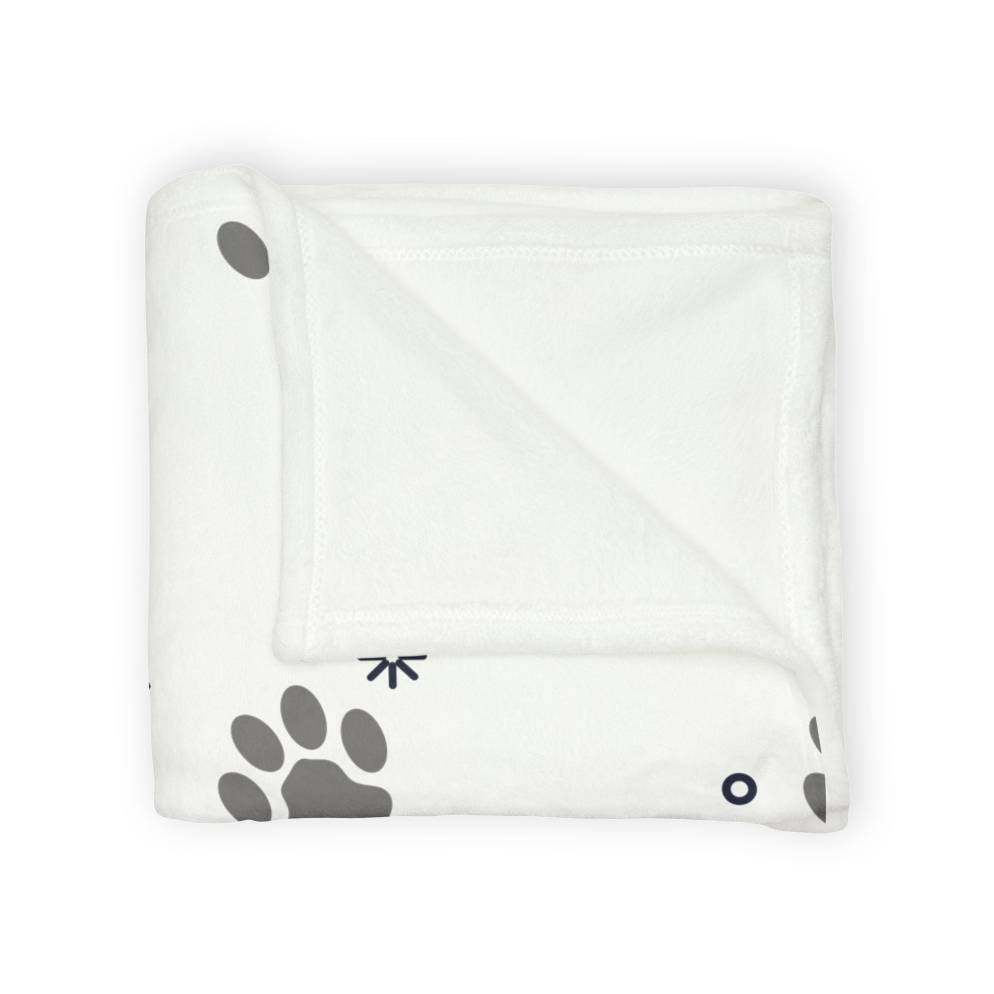 Cross and Paw Print Christian Throw Blanket White