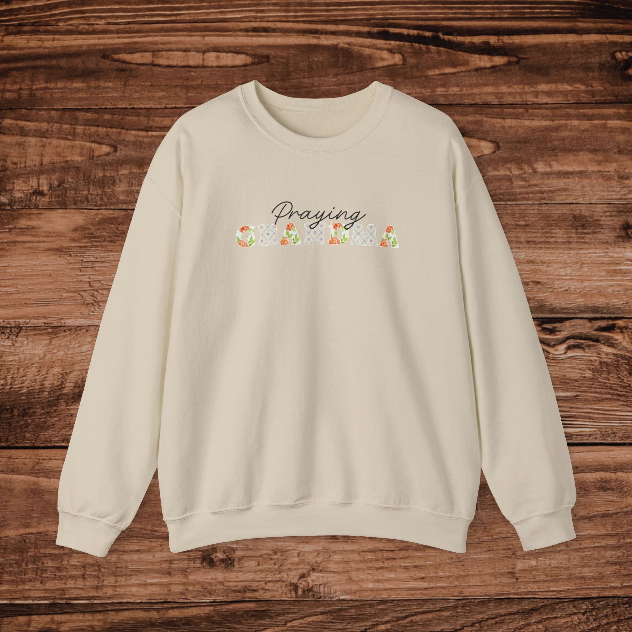 Praying Grandma sweatshirt | Floral Script, Faith Inspired, Comfort Wear