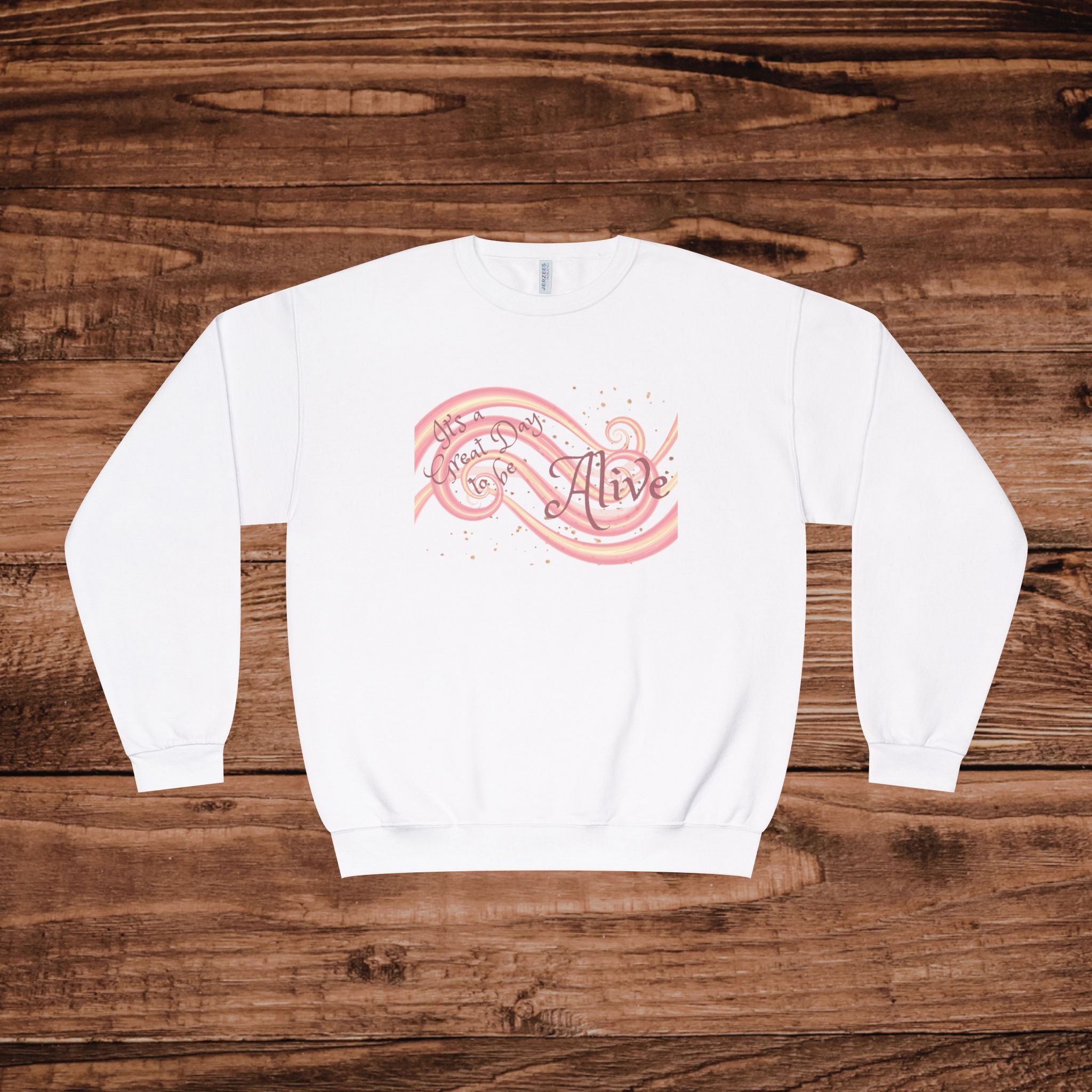 Great Day Crewneck Sweatshirt | retro pink swirl design