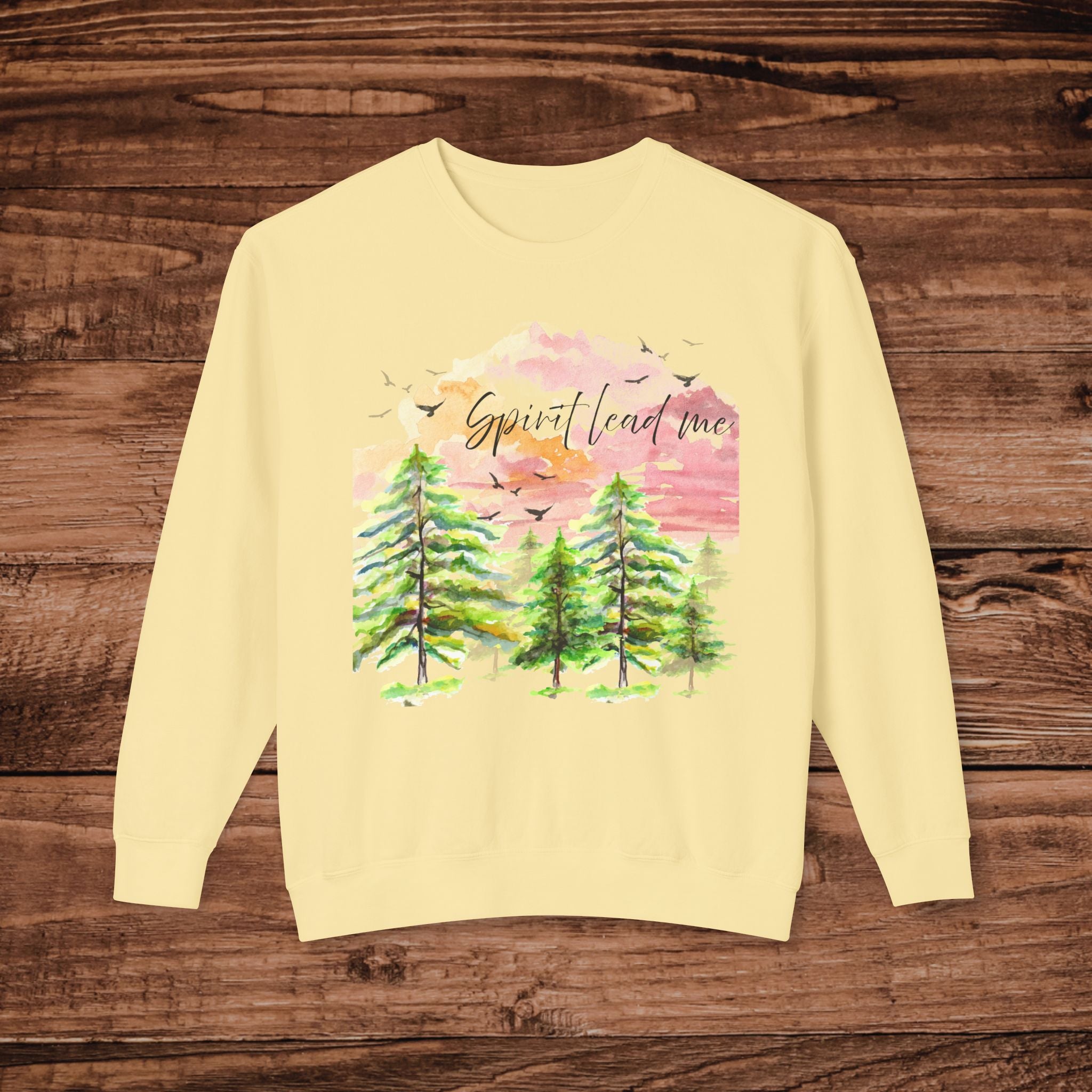 Grateful Heart Trees Sweatshirt | Watercolor Pine Forest Crewneck