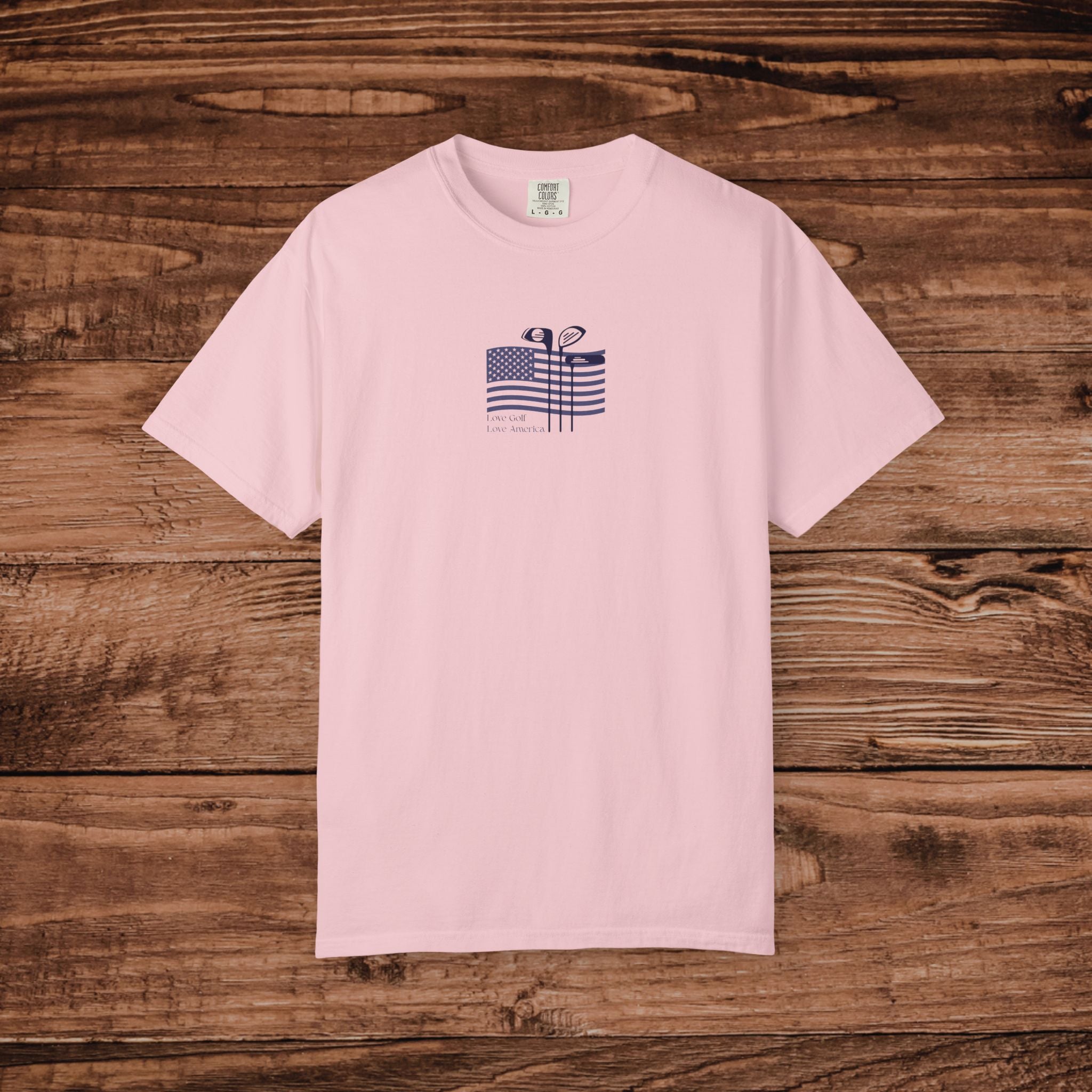 Love Golf Love America Shirt, Patriotic Golf T-Shirt, American Flag Golf Tee, Comfort Colors Minimalist Golfing Gift, Mens USA Golf Apparel