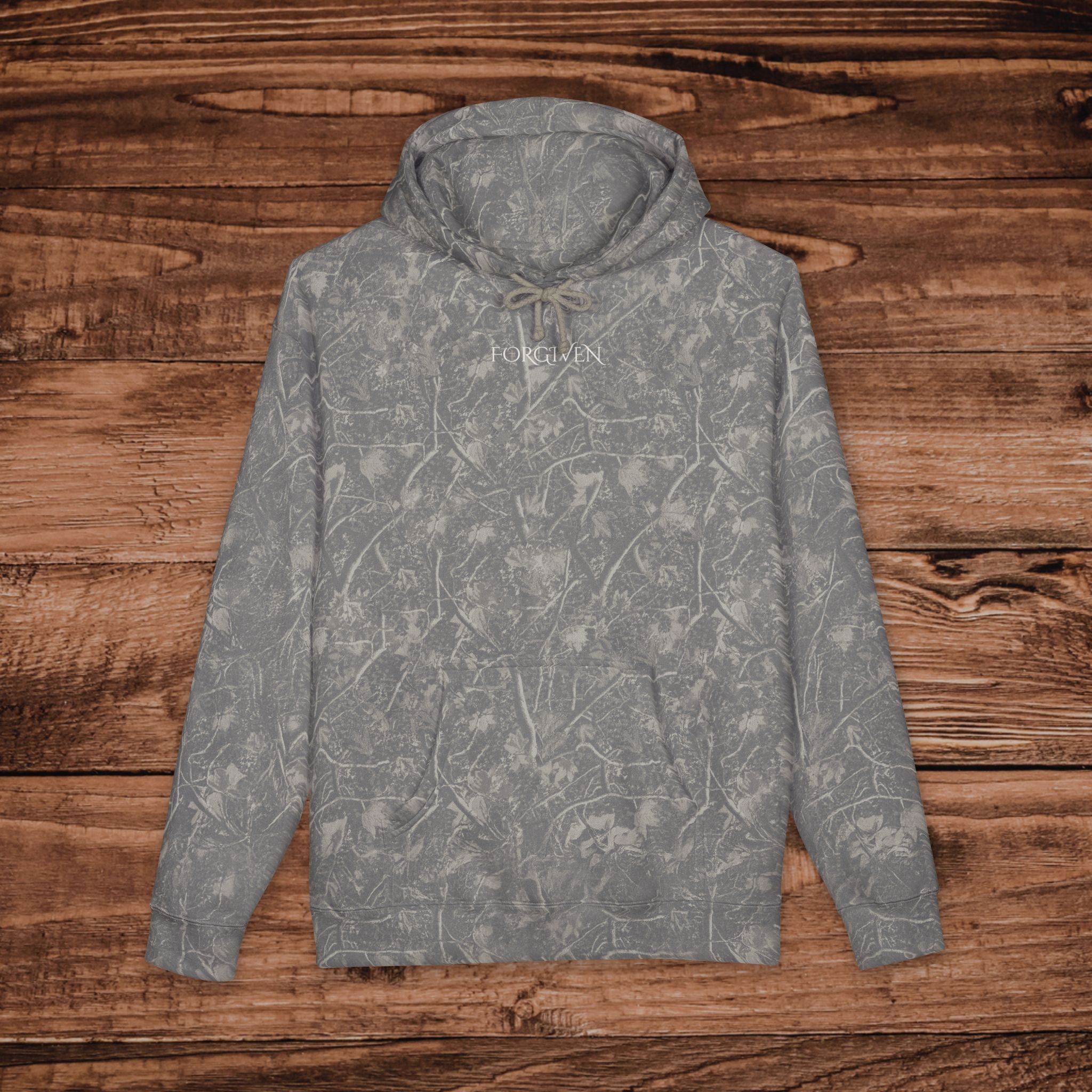 Embroidered Forgiven Camo Hoodie, Christian Cross Sweatshirt, Premium Heavyweight Faith Pullover, Aesthetic Camouflage Gospel Hoodie