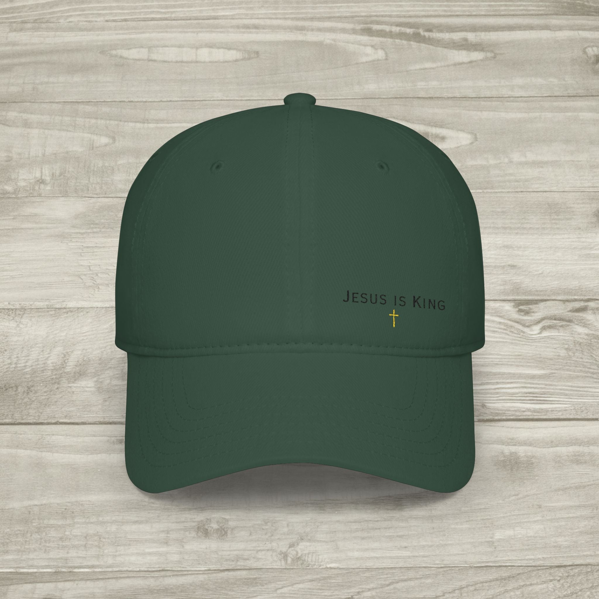 Embroidered Jesus is King Hat, Christian Aesthetic Baseball Cap, Minimalist Faith Hat, Religious Streetwear Headwear, Embroidered Cross Cap