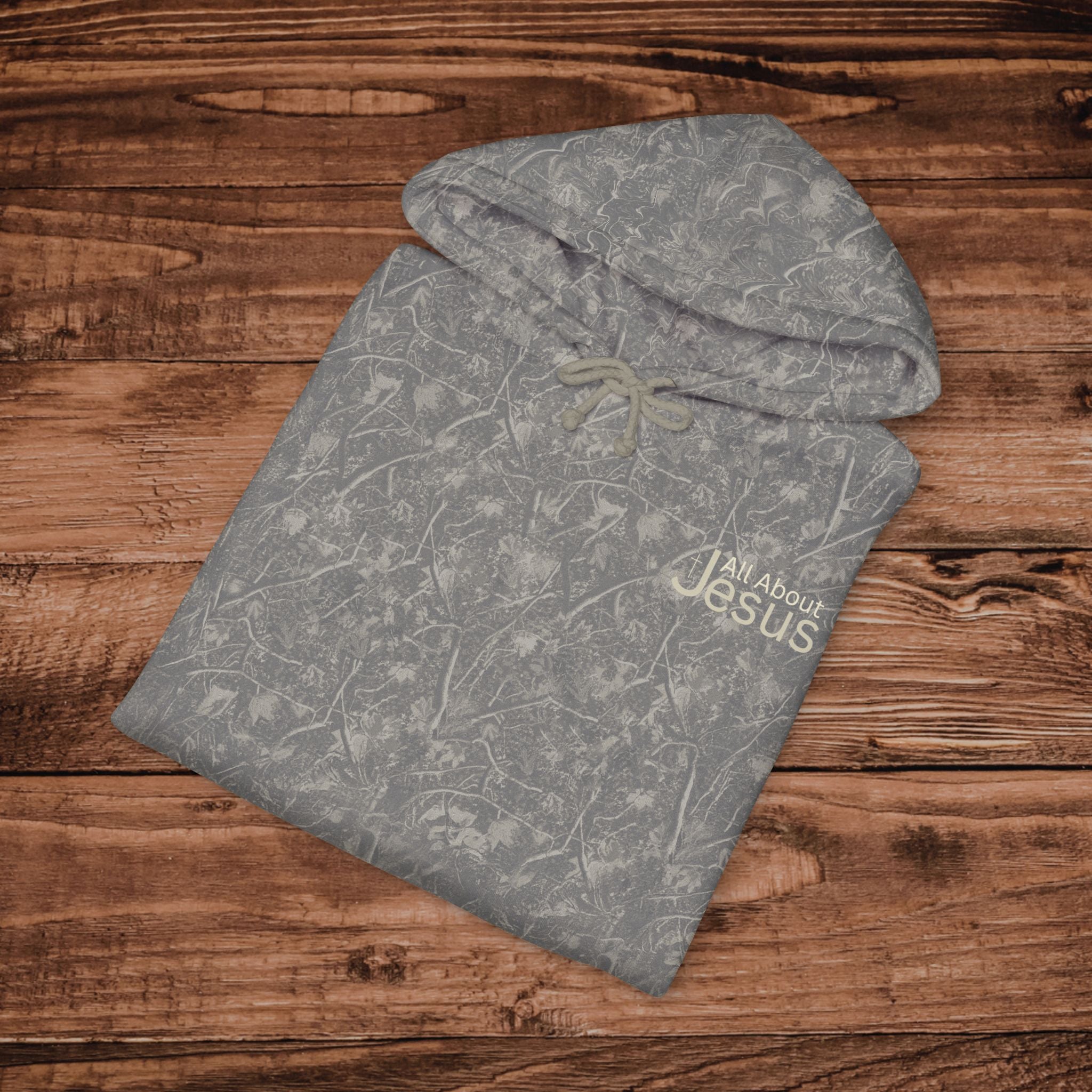 Embroidered Camo All about Jesus Hoodie, Christian Sweatshirt, Premium Heavyweight Faith Pullover, Outdoorsmen, Aesthetic Camouflage Hoodie