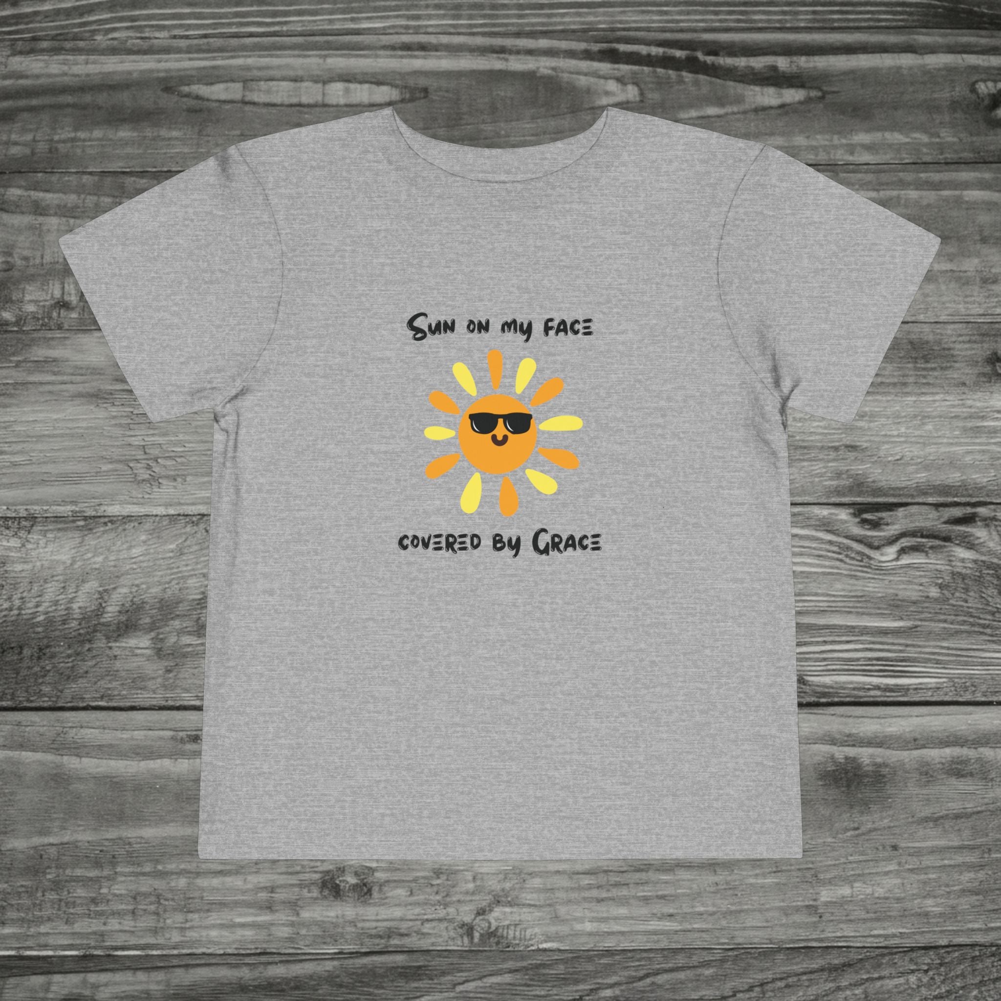 Sun with Sunglasses Covered by Grace toddler tee | Kids Sunshine Shirt