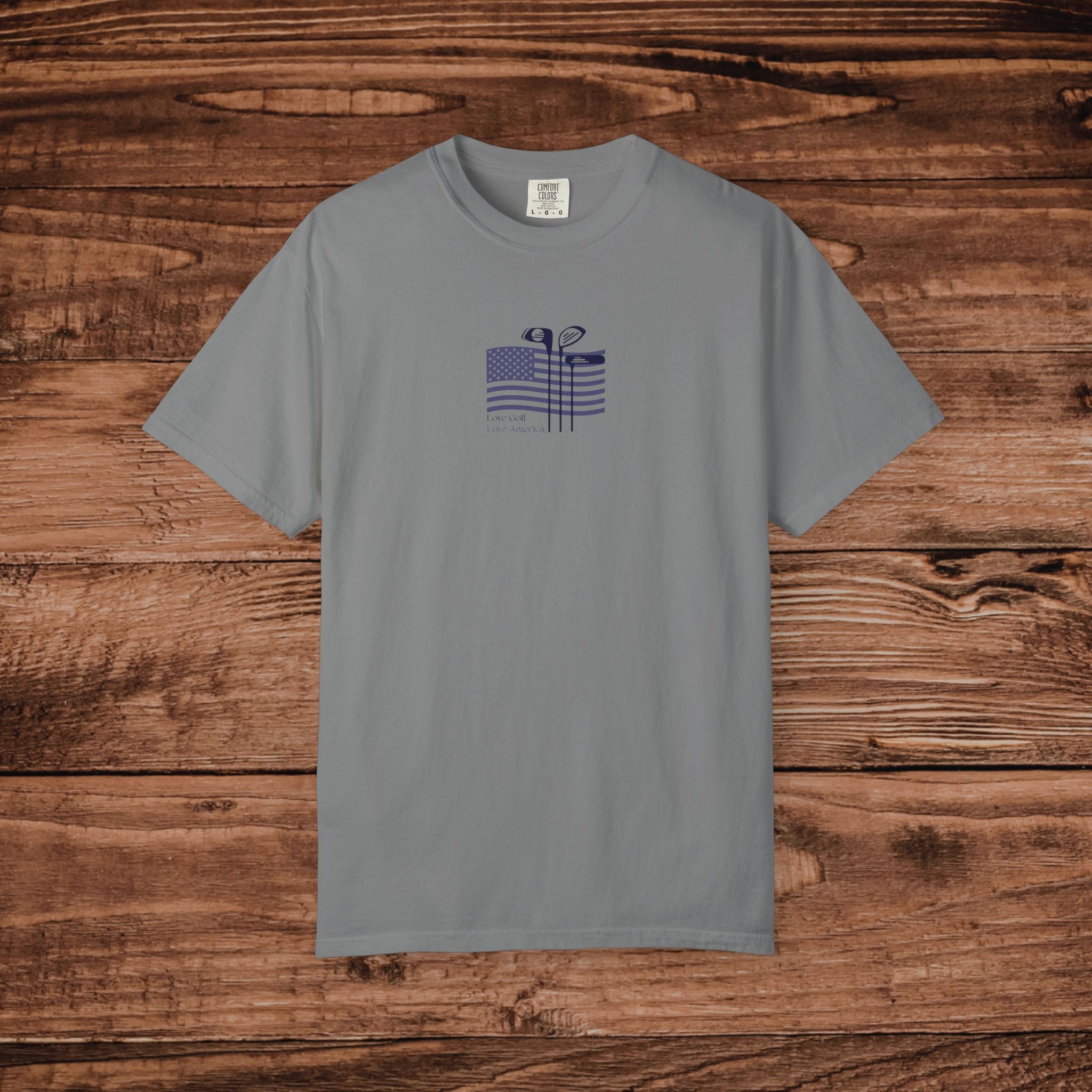 Love Golf Love America Shirt, Patriotic Golf T-Shirt, American Flag Golf Tee, Comfort Colors Minimalist Golfing Gift, Mens USA Golf Apparel