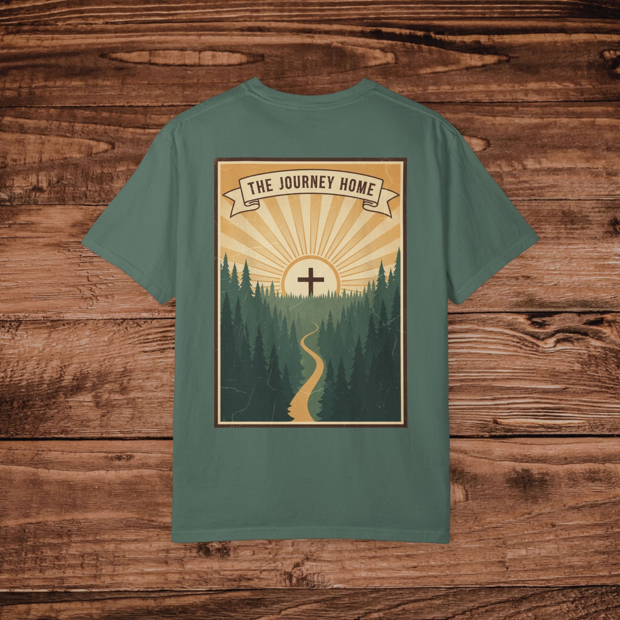 The Journey Home faith graphic tee T-Shirt | Inspirational Christian design