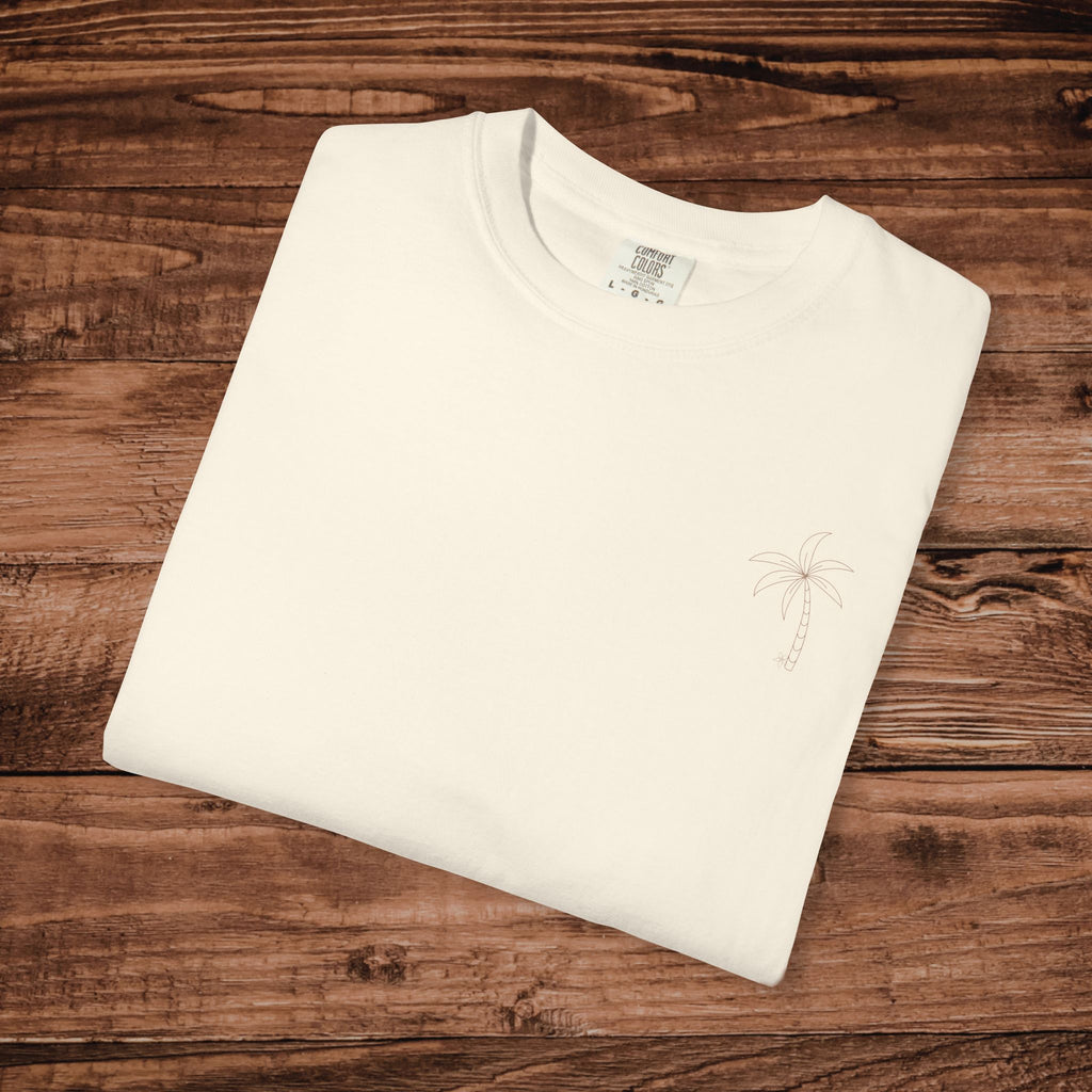 Palm Tree Line Drawing T-shirt | Minimalist faith based Beach Graphic Tee | Aesthetic christian Shirt | Simple Sketch Top | Coastal Vacation