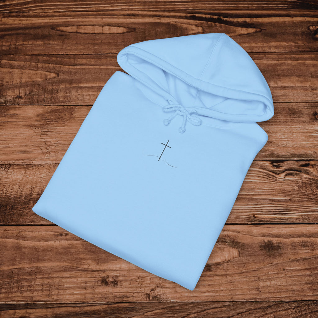 Minimal Faith Cross Print Hoodie | Front Back & Sleeve Graphics