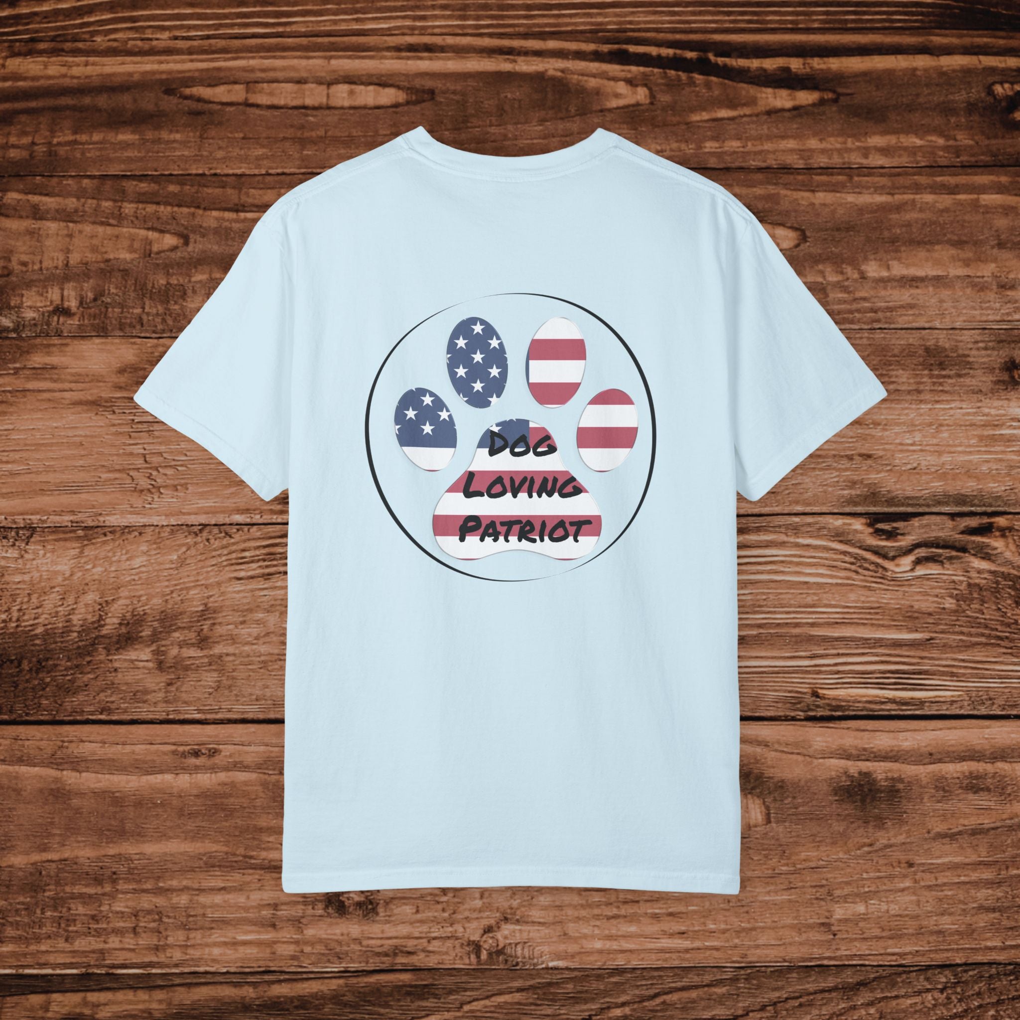 Dog Loving Patriot T-shirt | American Flag Paw Print