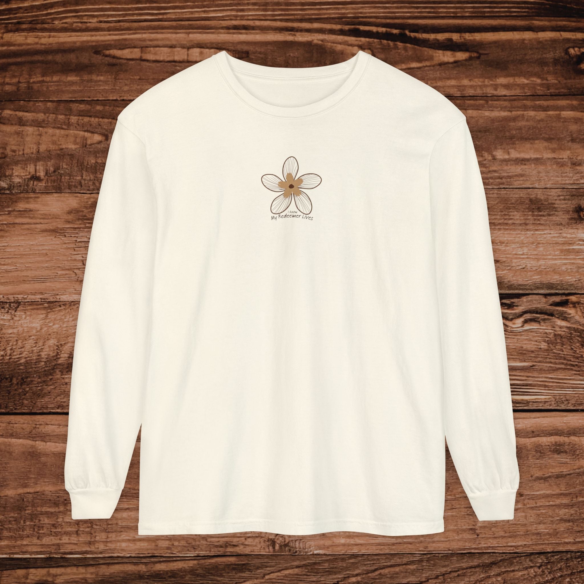 My Redeemer Lives small chest floral design Long Sleeve T-Shirt | Minimal Flower