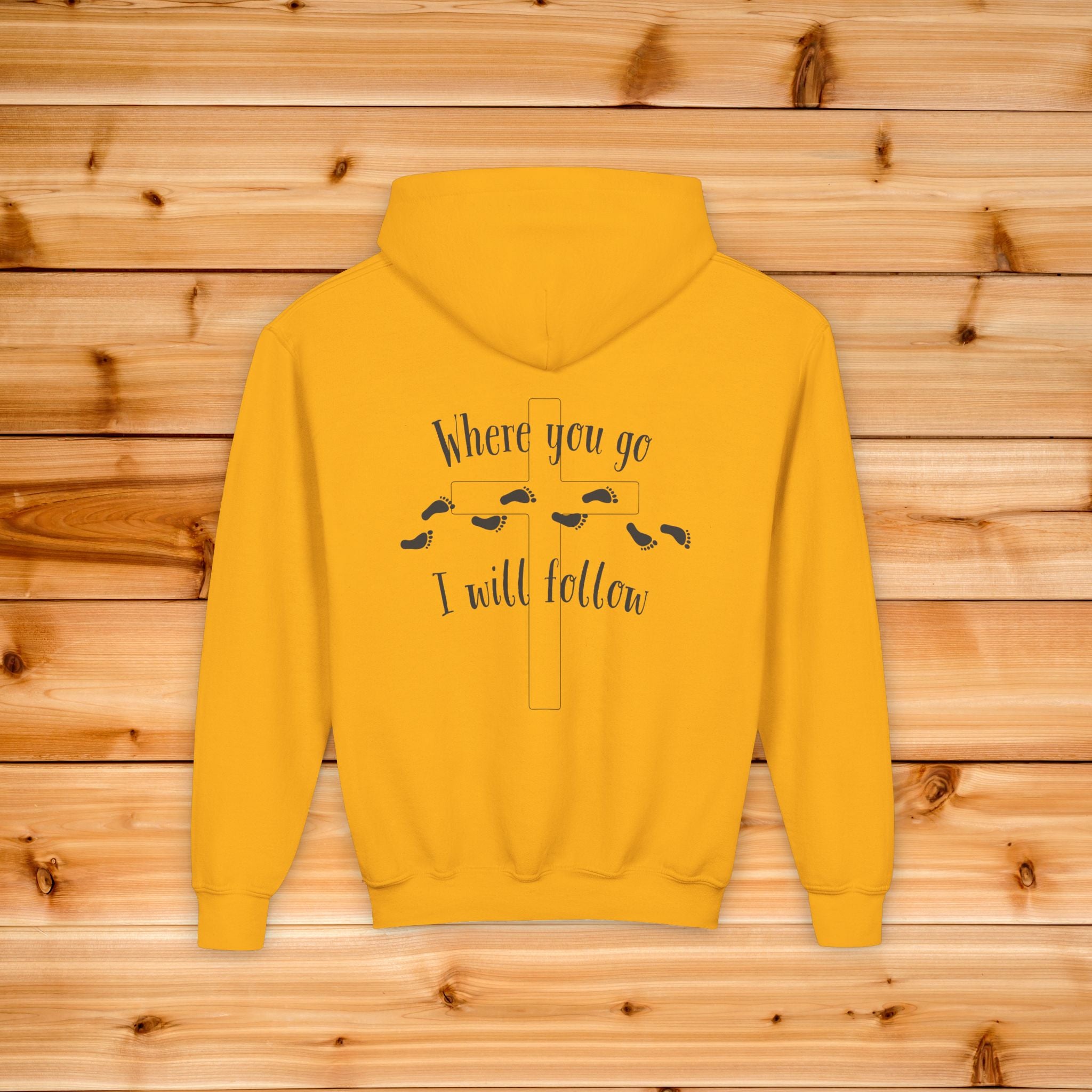 Kids Where You Go I Will Follow Hoodie, Dual Graphic Youth Sweatshirt, Aesthetic Chrisitan Hoodie, Kids Jesus Hoodie, Sunday School Hoodie