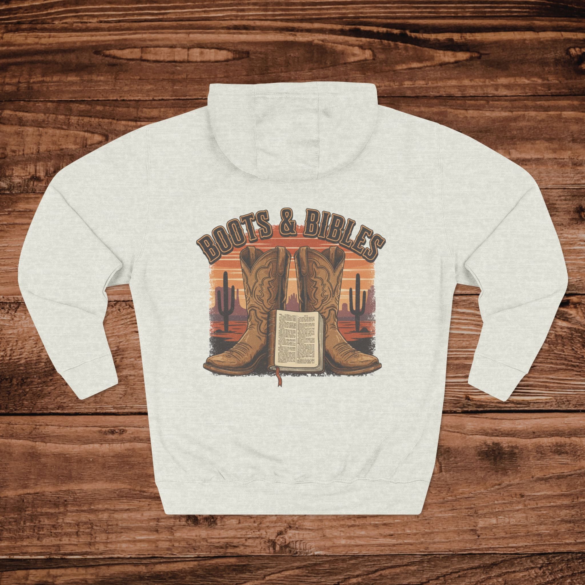 Boots and Bible Faith Design Three-Panel Fleece Hoodie