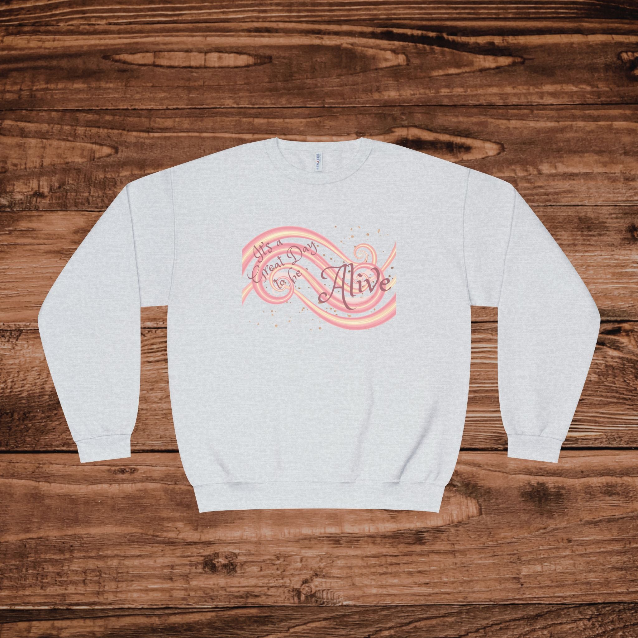 Great Day Crewneck Sweatshirt | retro pink swirl design
