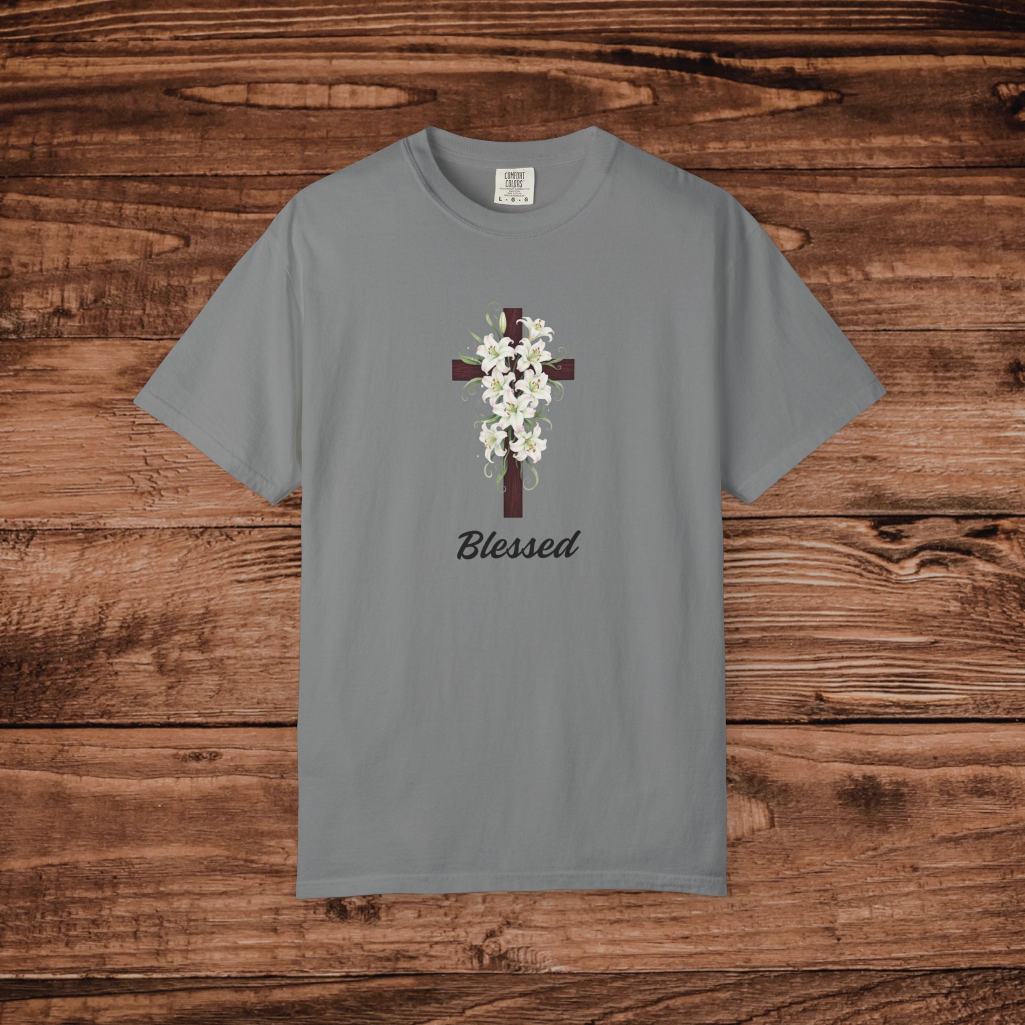 Floral Cross 'Blessed' T-shirt | Religious Christian Tee