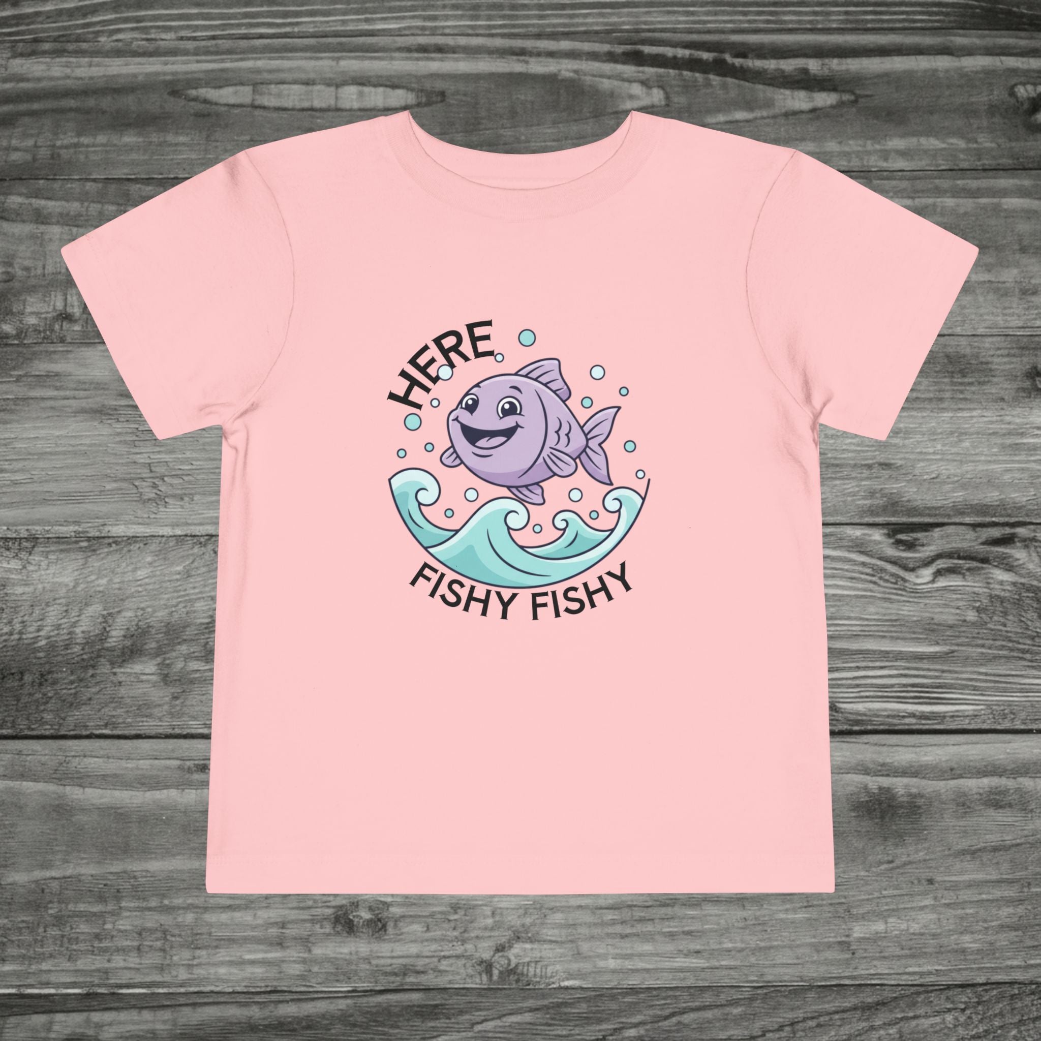Happy Cartoon Fish Toddler Tee | Purple Fish, Ocean Waves