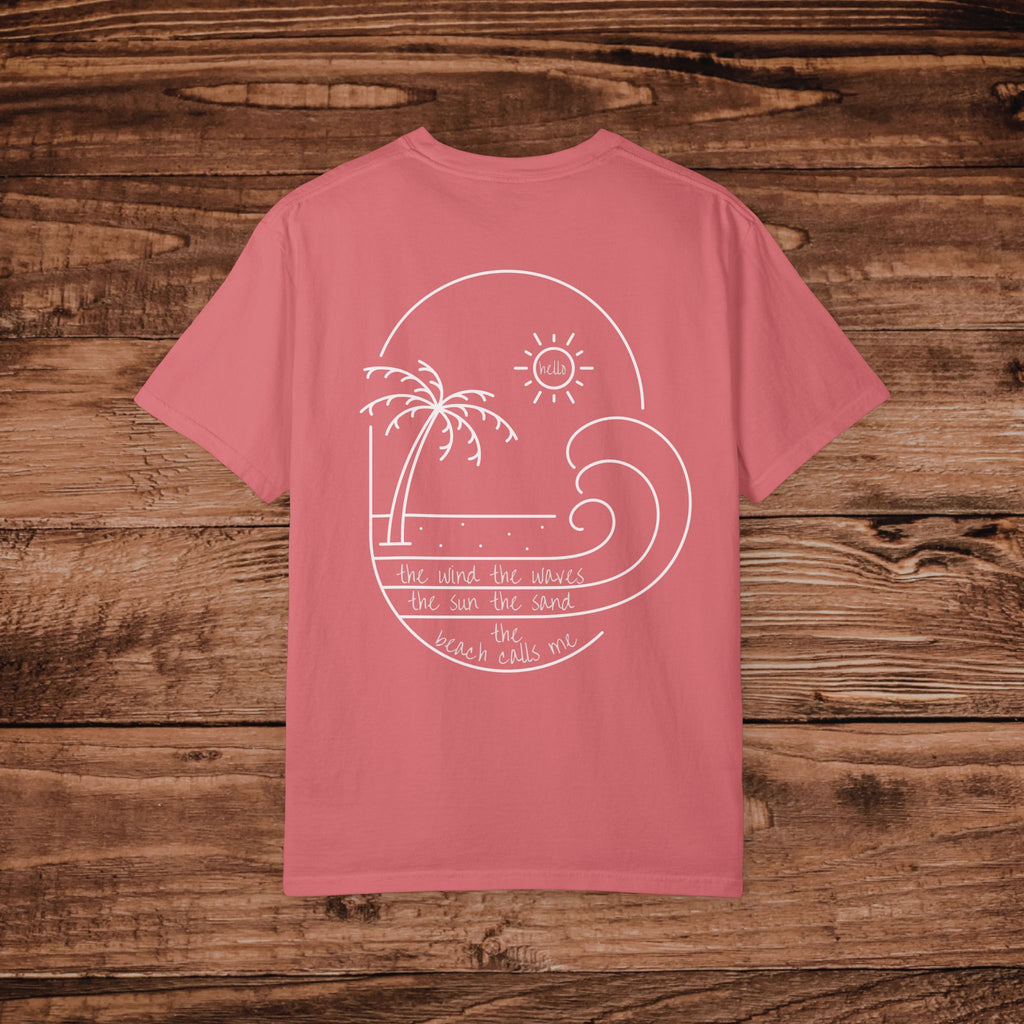 Summer Graphic Tee, The Wind The Waves The Sun The Sand T-Shirt, Minimal Aesthetic line art Beach Shirt, Oversized Coastal Beachwear
