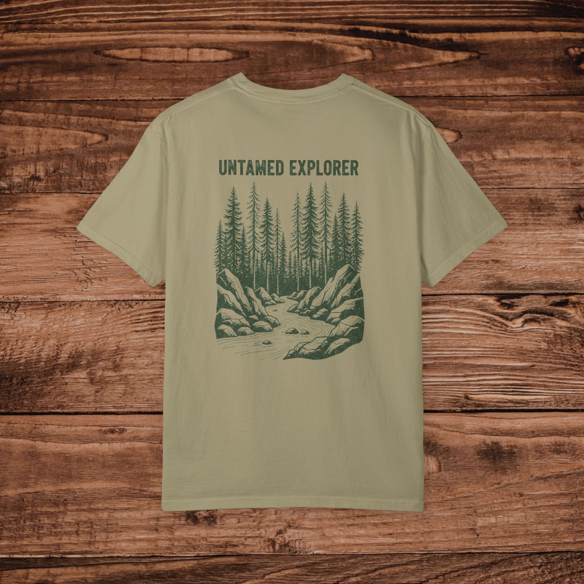 Untamed Explorer Forest Illustration T-shirt | Mountain River Crewneck