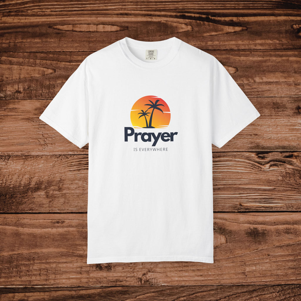 Prayer Palm Sunset T-shirt | Tropical Faith Graphic
