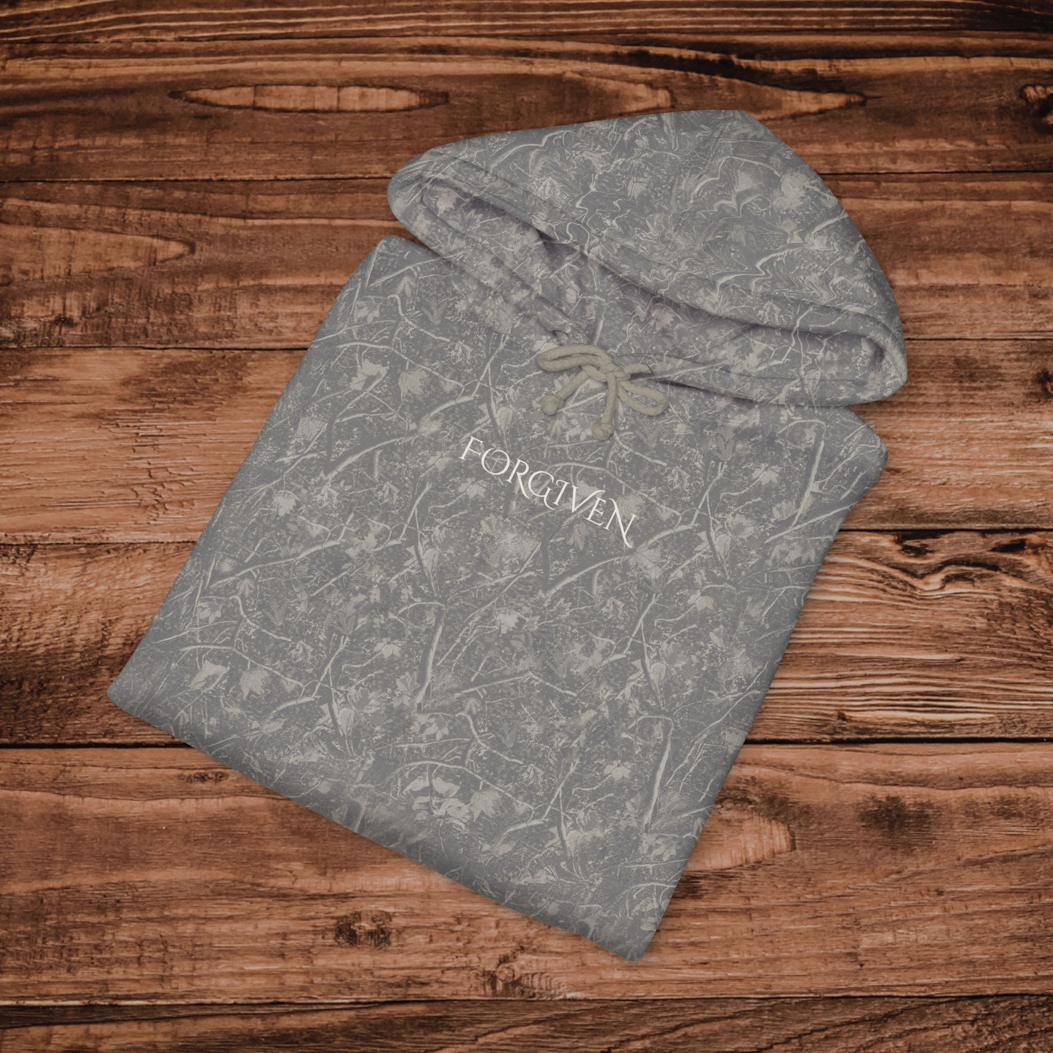 Embroidered Forgiven Camo Hoodie, Christian Cross Sweatshirt, Premium Heavyweight Faith Pullover, Aesthetic Camouflage Gospel Hoodie