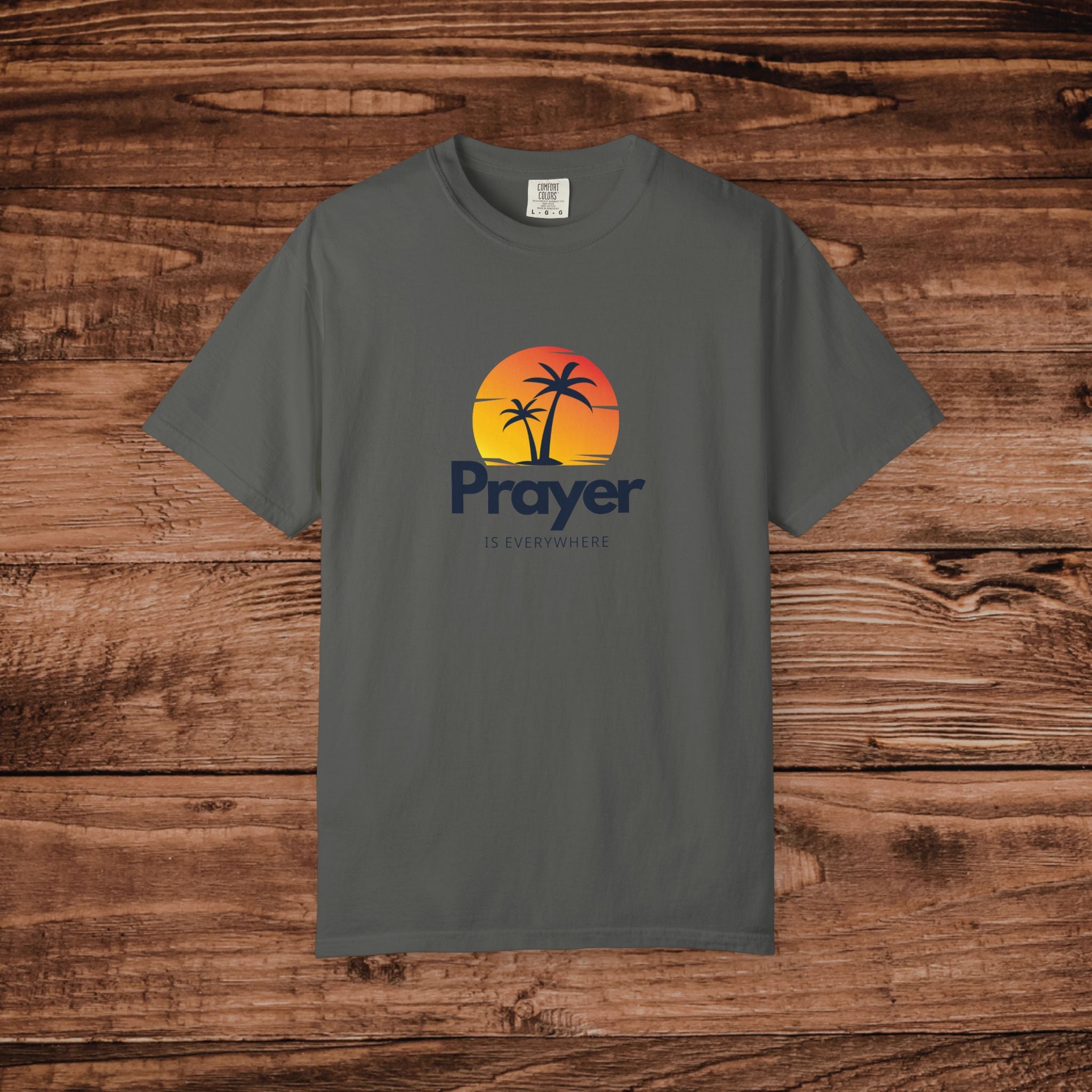 Prayer Palm Sunset T-shirt | Tropical Faith Graphic
